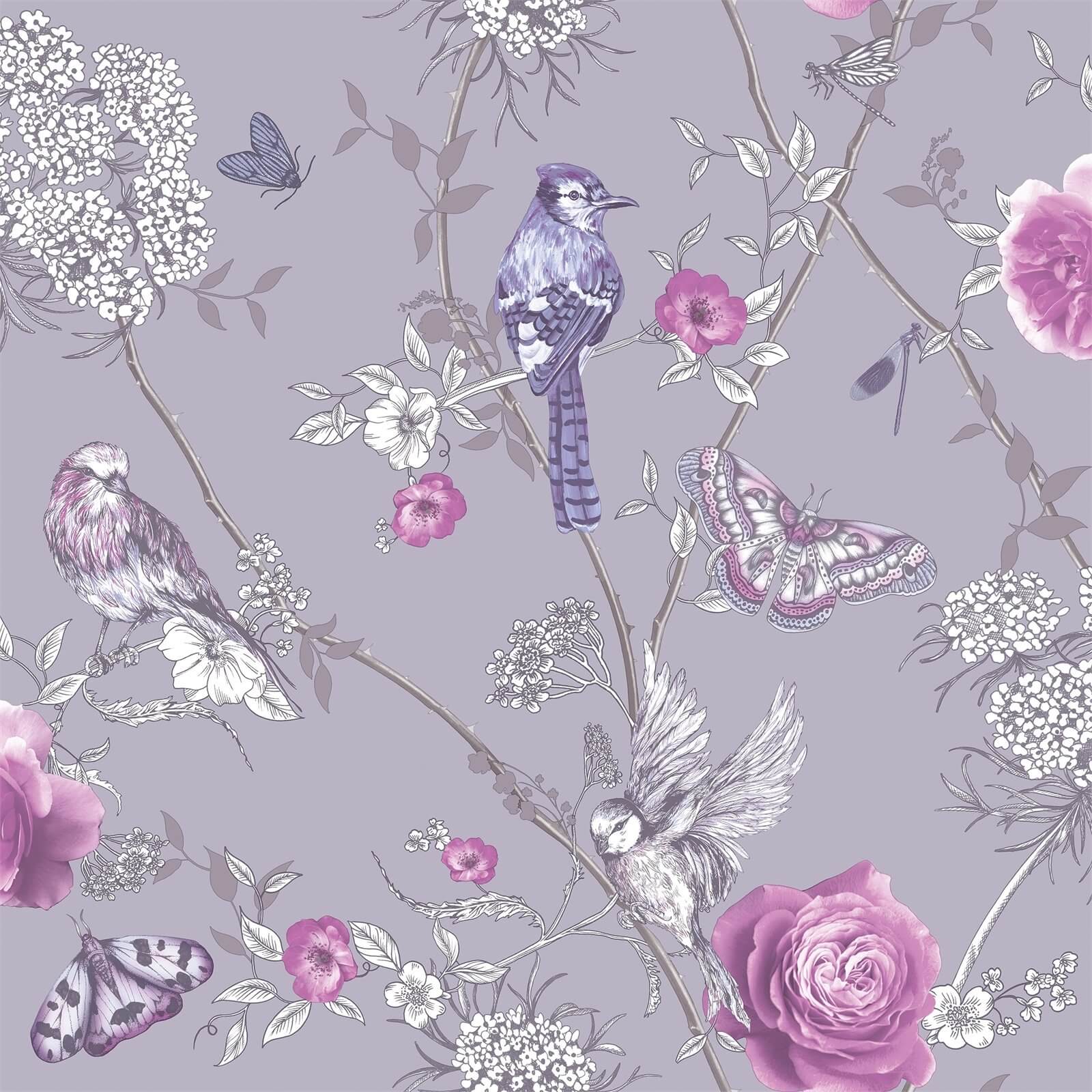 Photo of Arthouse Paradise Garden Floral Smooth Glitter Lilac Wallpaper