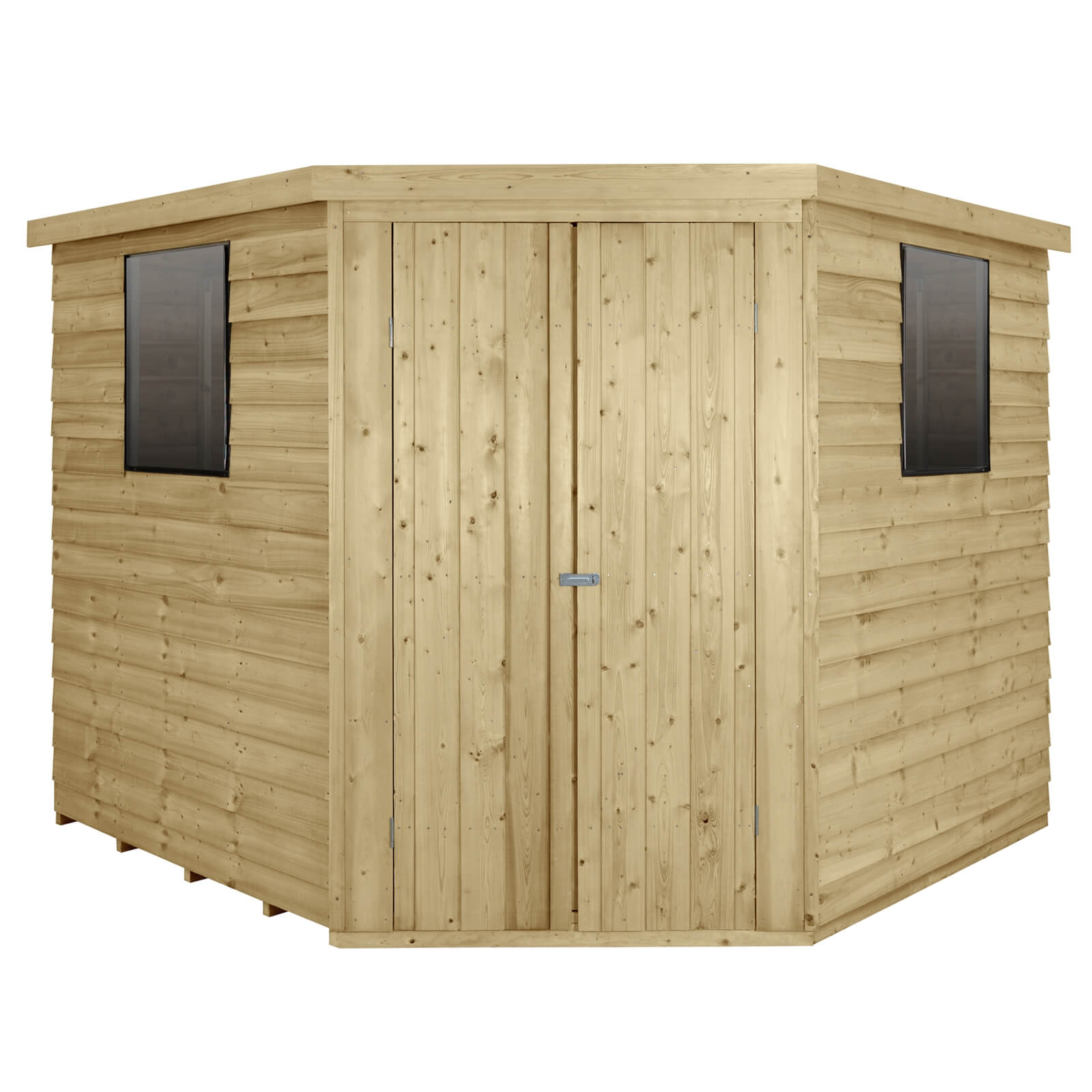 8x8ft Forest Overlap Pressure Treated Corner Shed -incl. Installation