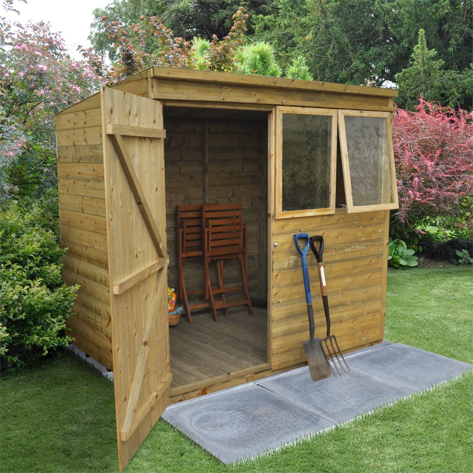 7x5ft Forest T&G Pressure Treated Pentagonal Shed - incl. Installation
