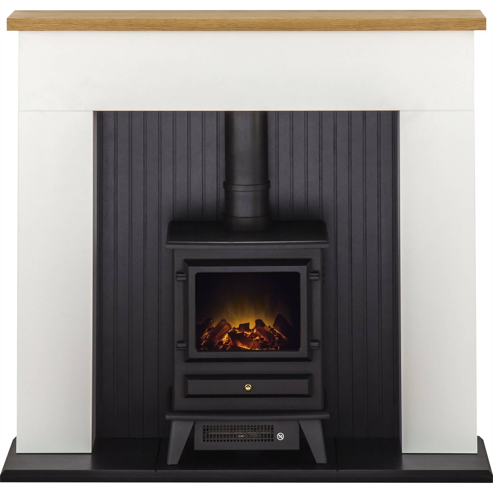 Photo of Adam Innsbruck In White & Black With Hudson Electric Stove In Black