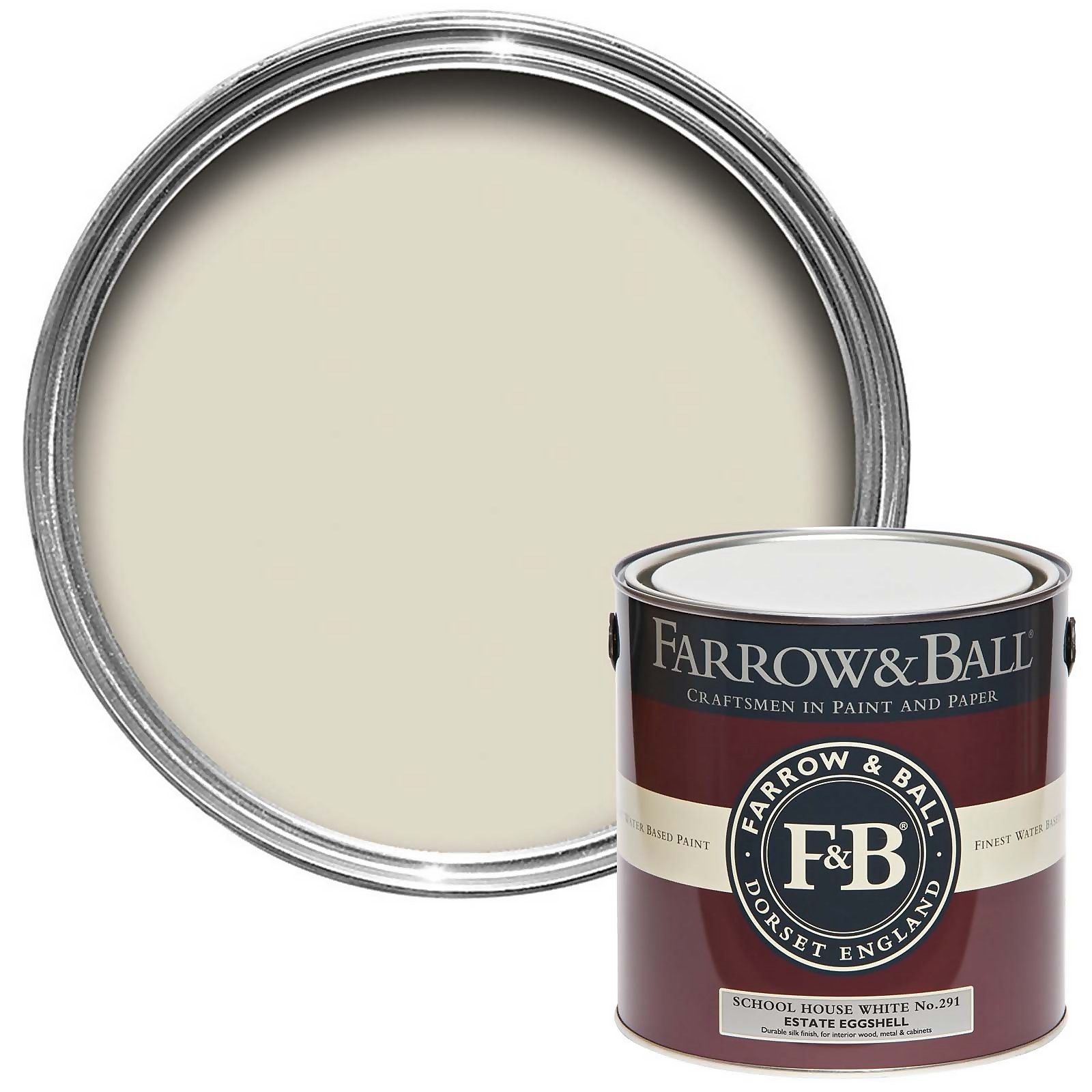 Photo of Farrow & Ball Estate Eggshell Paint School House White - 2.5l