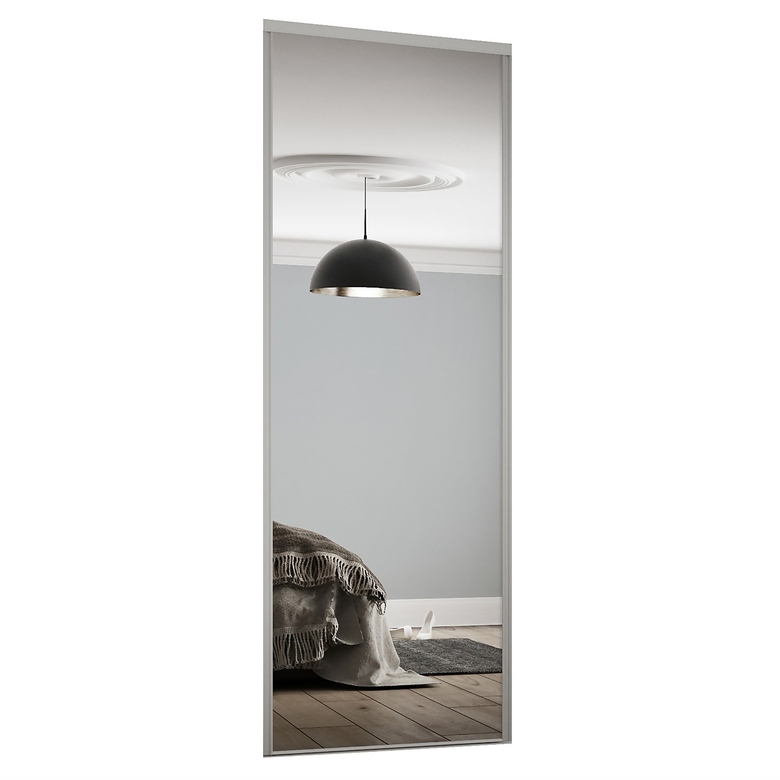 Classic Sliding Wardrobe Door Mirror with Silver Frame (W)610mm