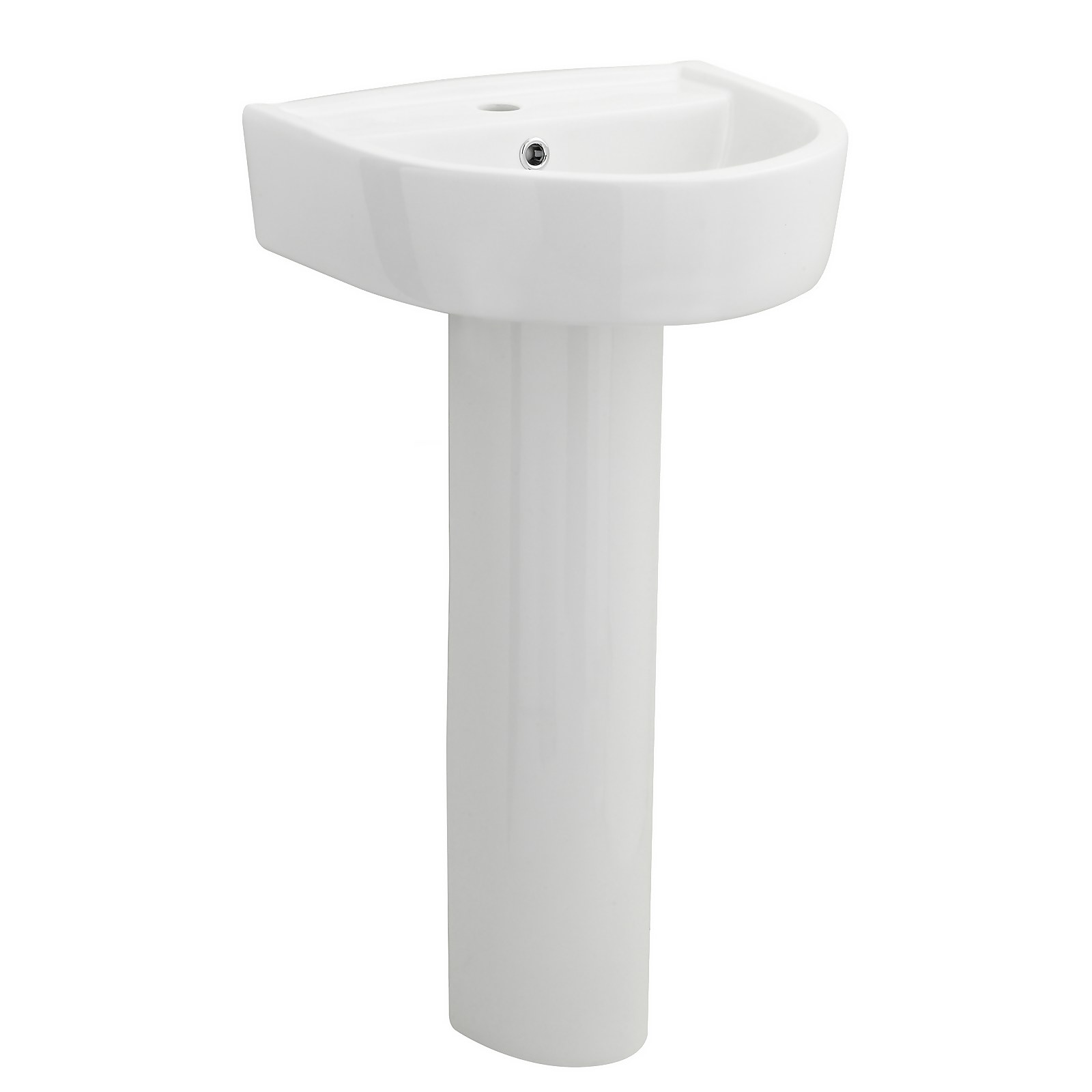 Photo of Balterley D-shape 1 Tap Hole Basin And Full Pedestal - 425mm