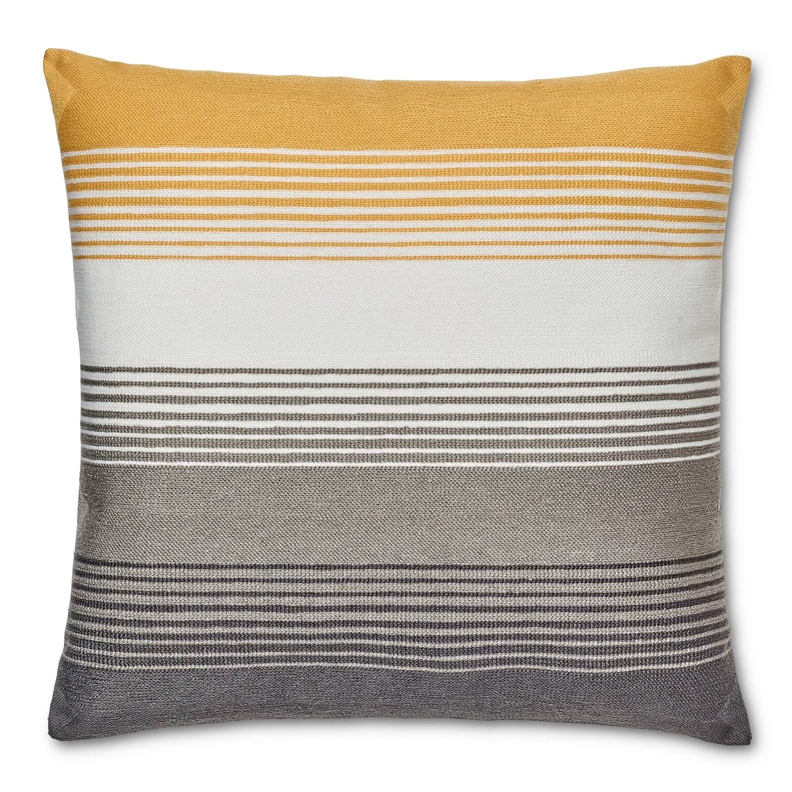 Photo of Striped Cushion - Ochre & Grey