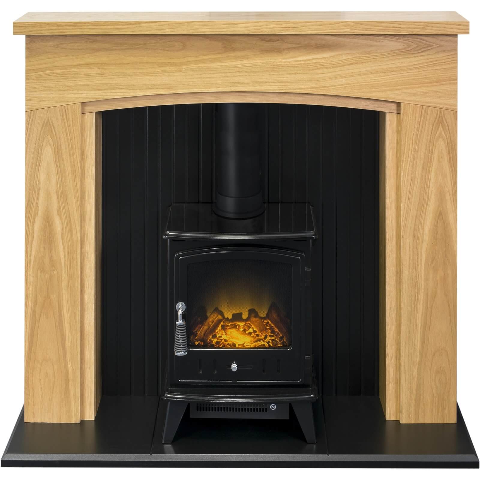 Photo of Adam Turin In Oak & Black With Aviemore Electric Stove In Black