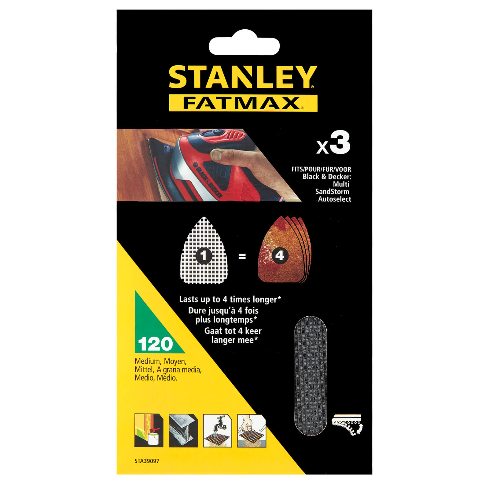 Photo of Stanley Fatmax - 3x 120g Multi-sander Mesh Sanding Sheets