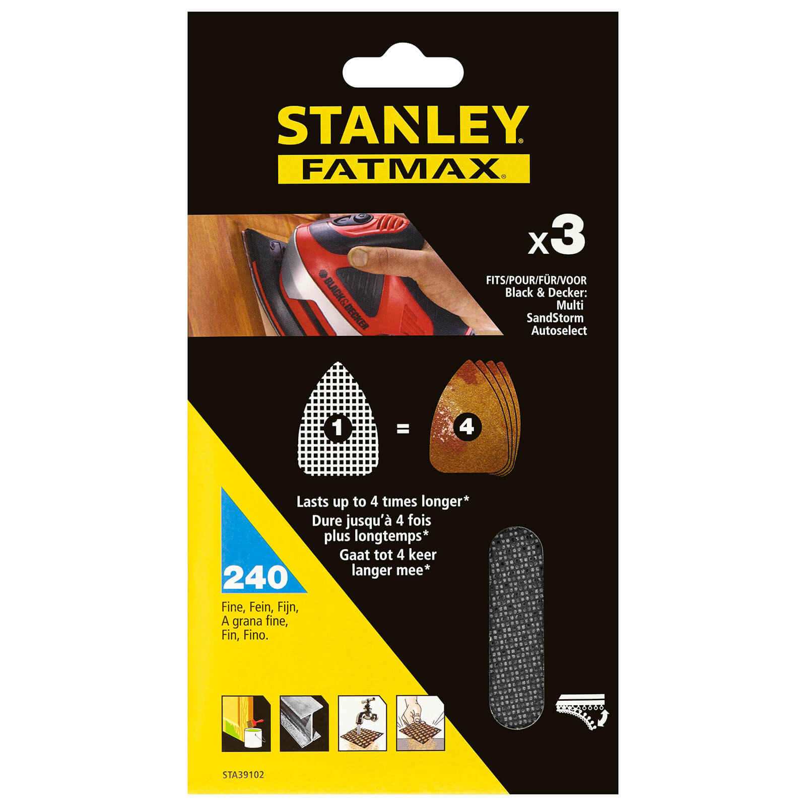 Photo of Stanley Fatmax - 3x 240g Multi-sander Sanding Sheets