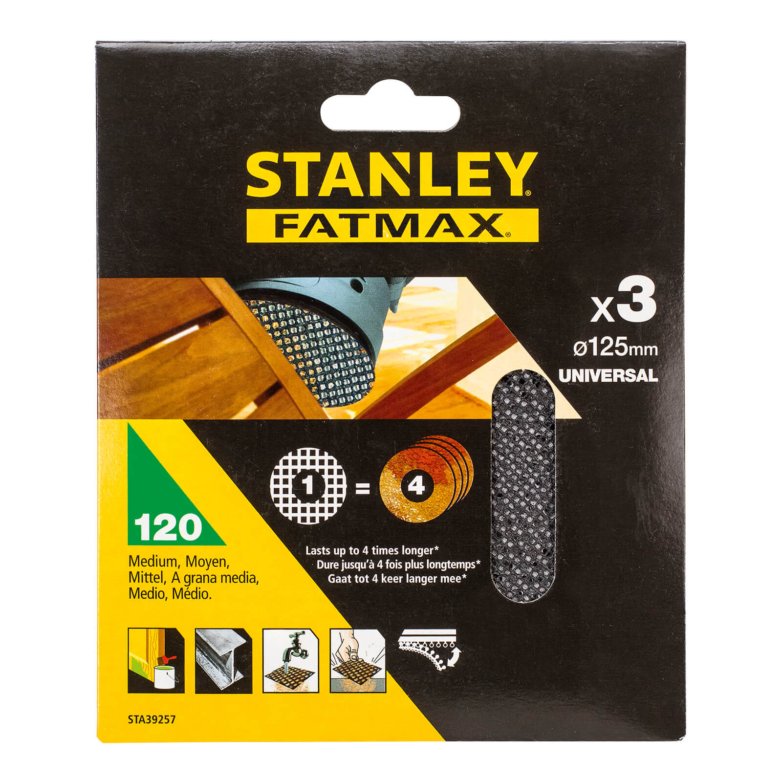 Photo of Stanley Fatmax - 3x 120g Quick Fit Random Orbital Sanding Mesh Discs 125mm