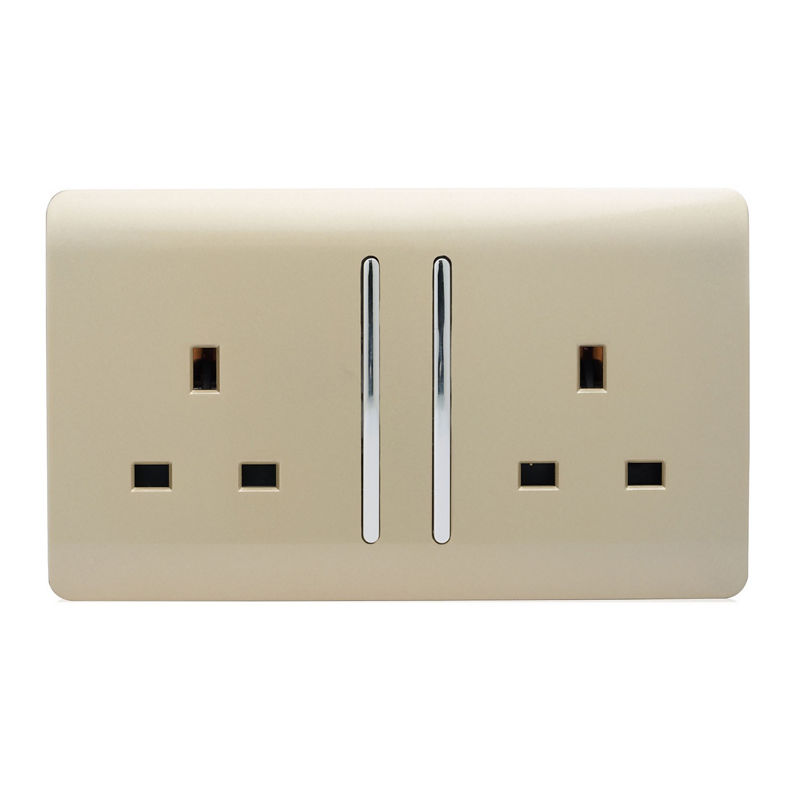 Photo of Trendi Switch 2 Gang 13 Amp Long Switched Plug Socket In Screwless Gold