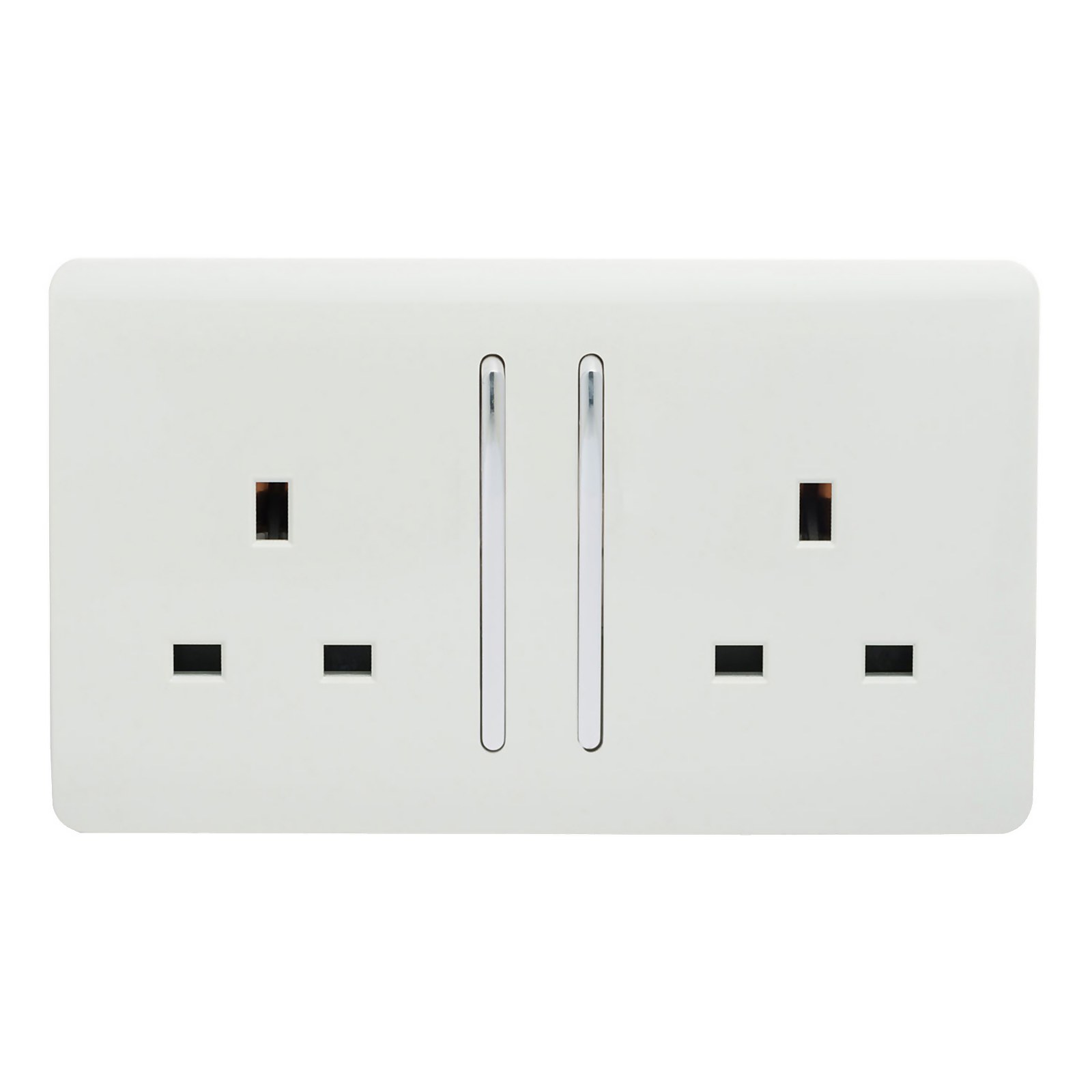 Photo of Trendi Switch 2 Gang 13 Amp Long Switched Plug Socket In Screwless White