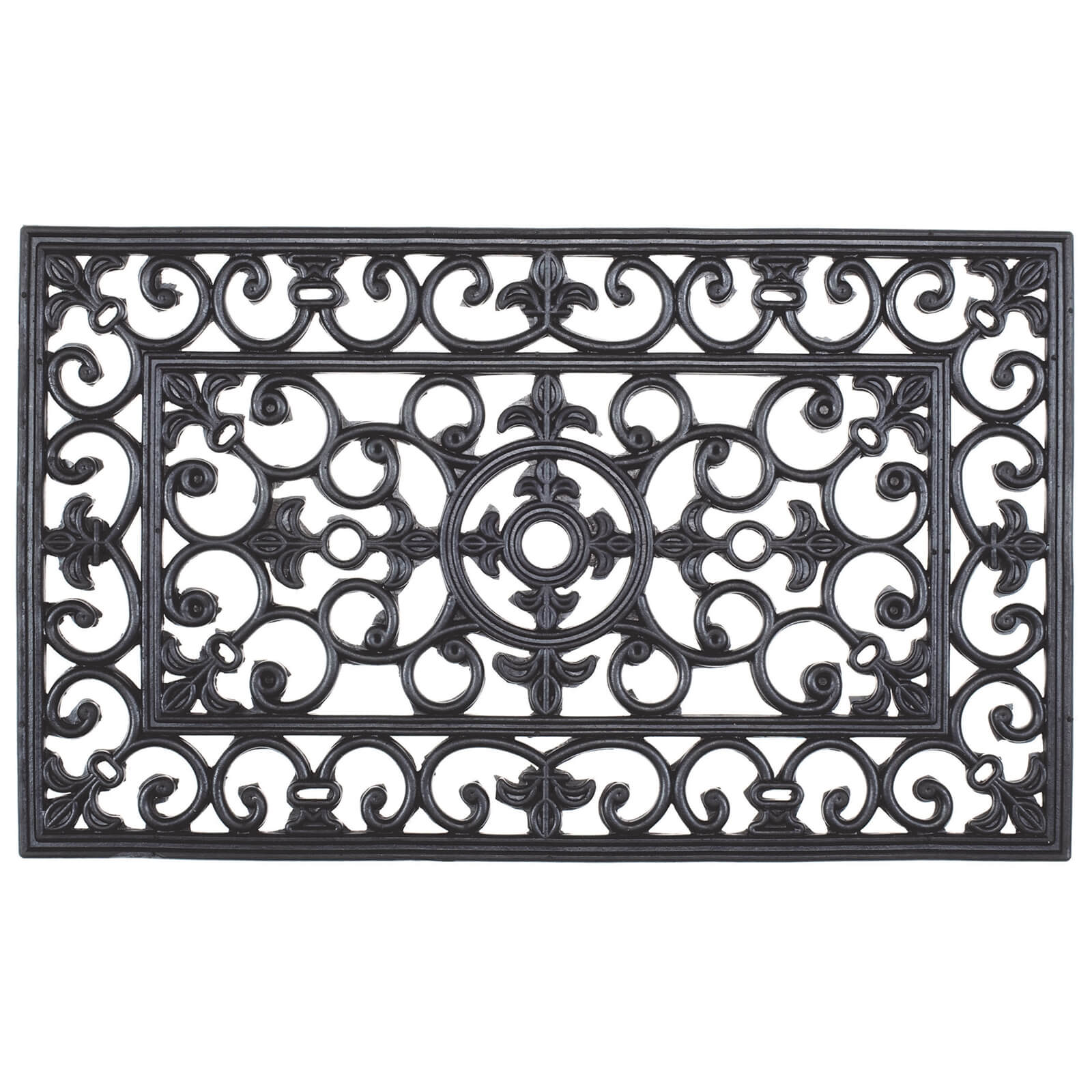 Photo of Wrought Iron Effect Rectangle Doormat -black