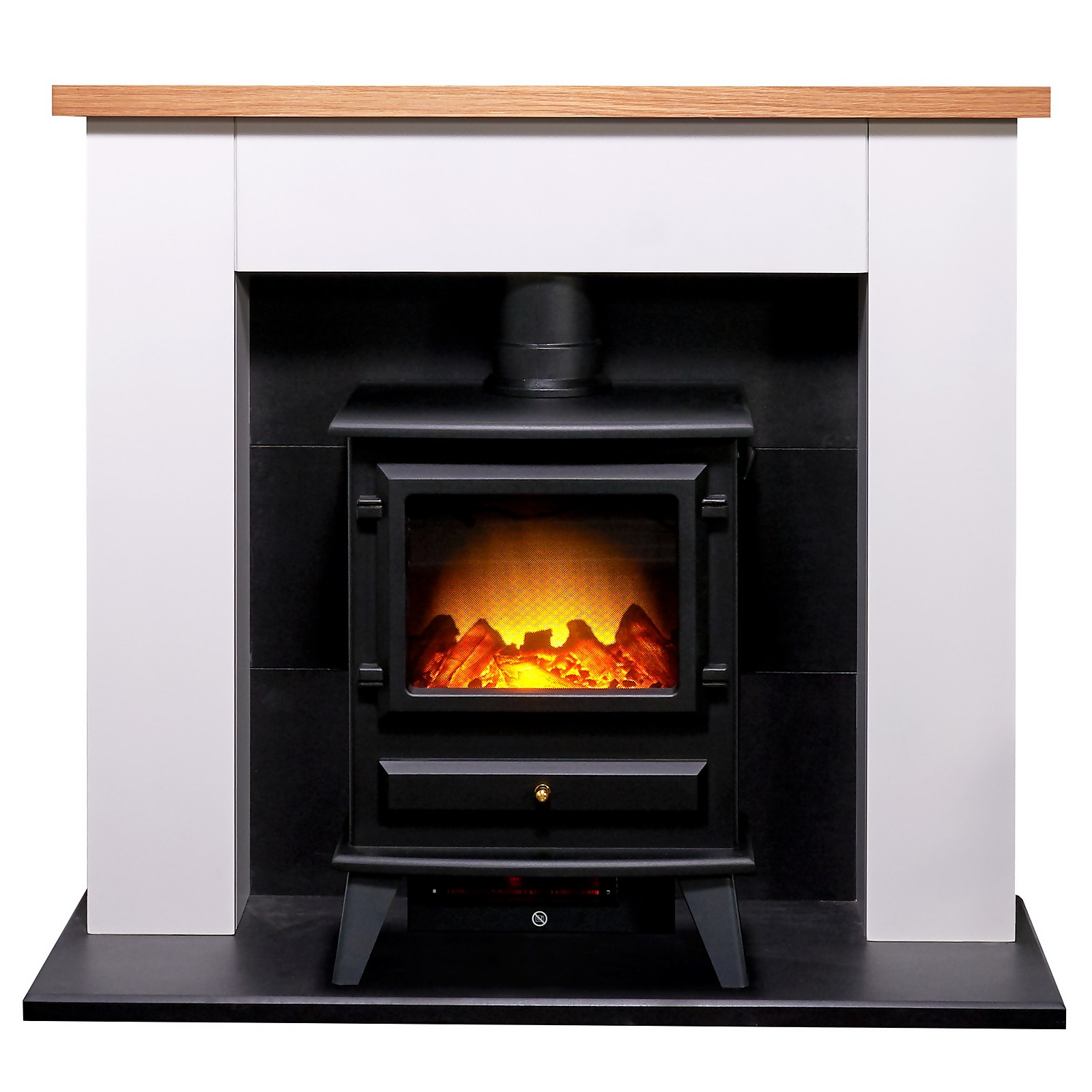 Photo of Adam Chester In White With Hudson Electric Stove In Black