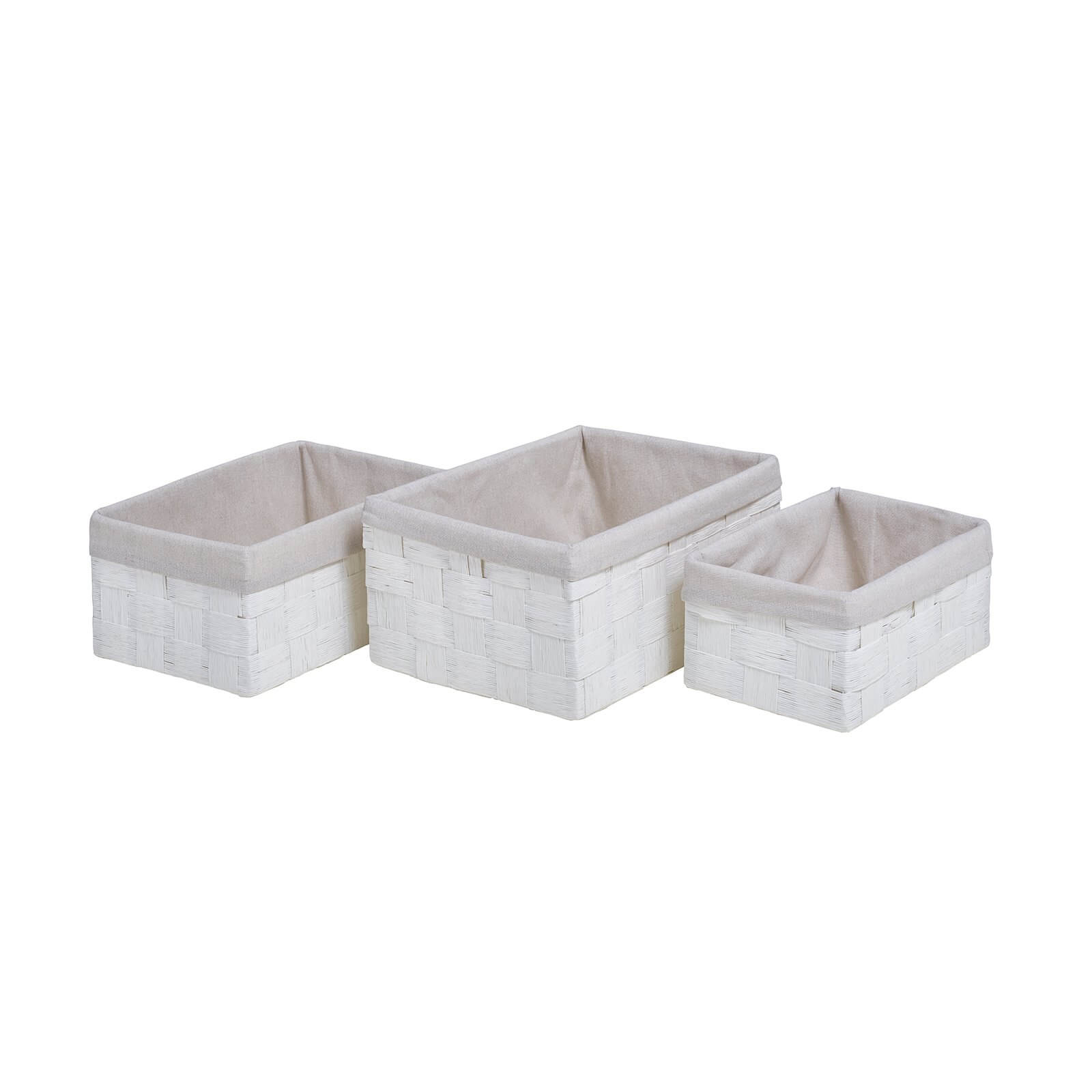 Photo of Paper Weave Baskets - White - Set Of 3