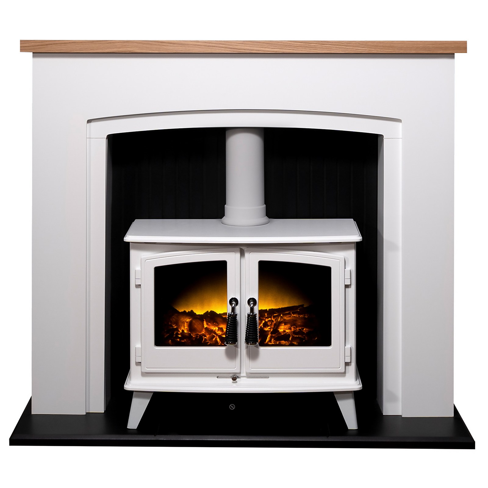Photo of Adam Siena In White & Black With Woodhouse Electric Stove In White