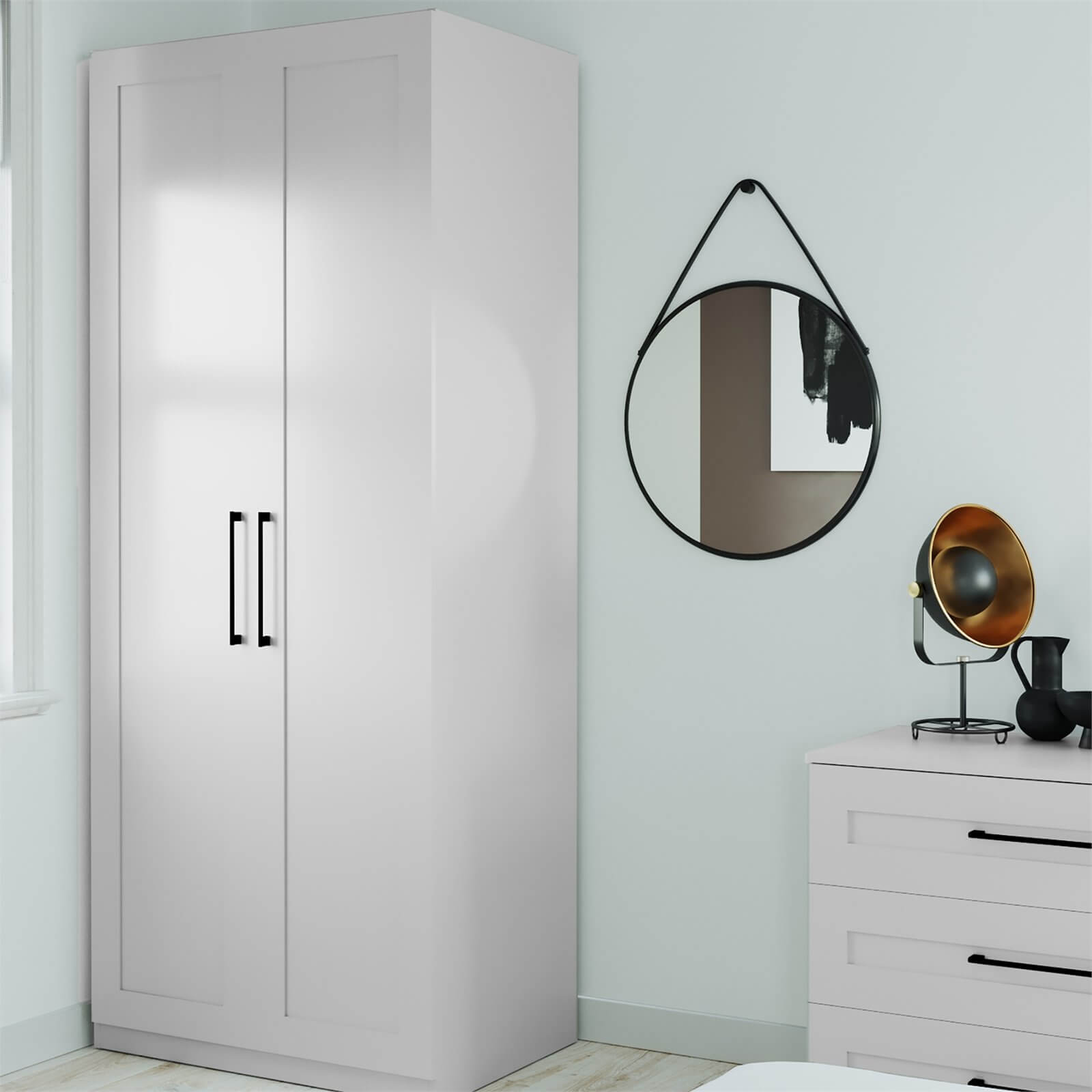 Photo of Fitted Bedroom Shaker Double Wardrobe - Grey