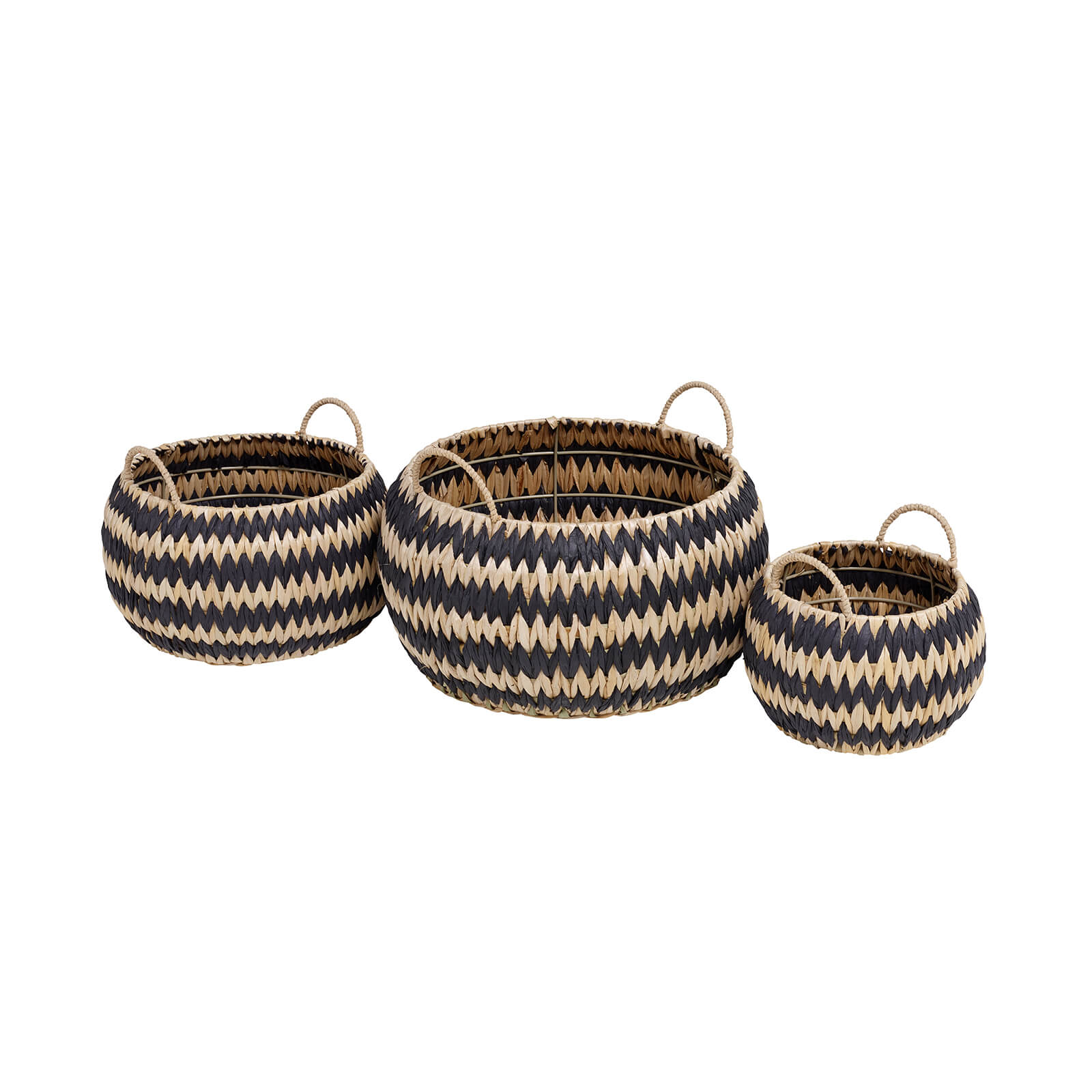 Photo of Black Round Flatweave Baskets - Set Of 3