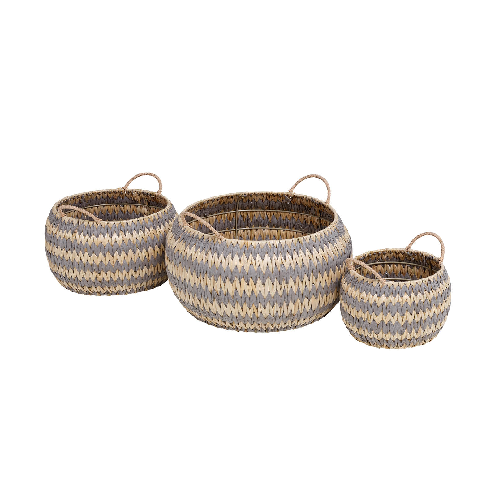 Photo of Grey Round Flatweave Baskets - Set Of 3