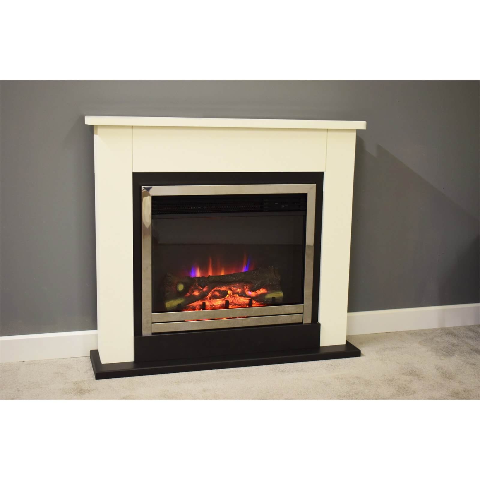 Suncrest Middleton Electric Fire Suite with Smart Remote & Flat to Wall Fitting - White, Anthracite & Chrome