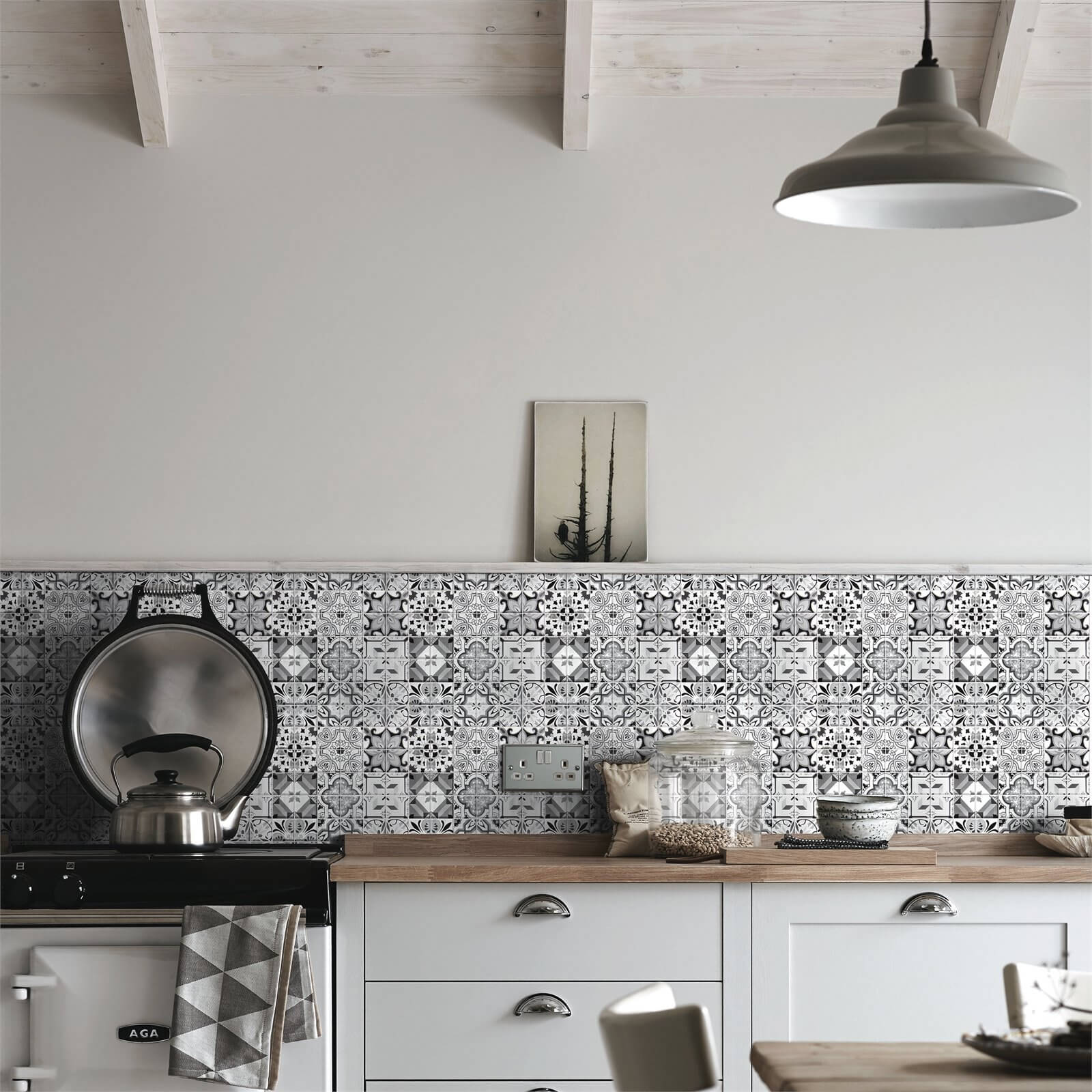 Photo of Hom Geo Moroccan Black & White Mosaic Tile - 297 X 297mm
