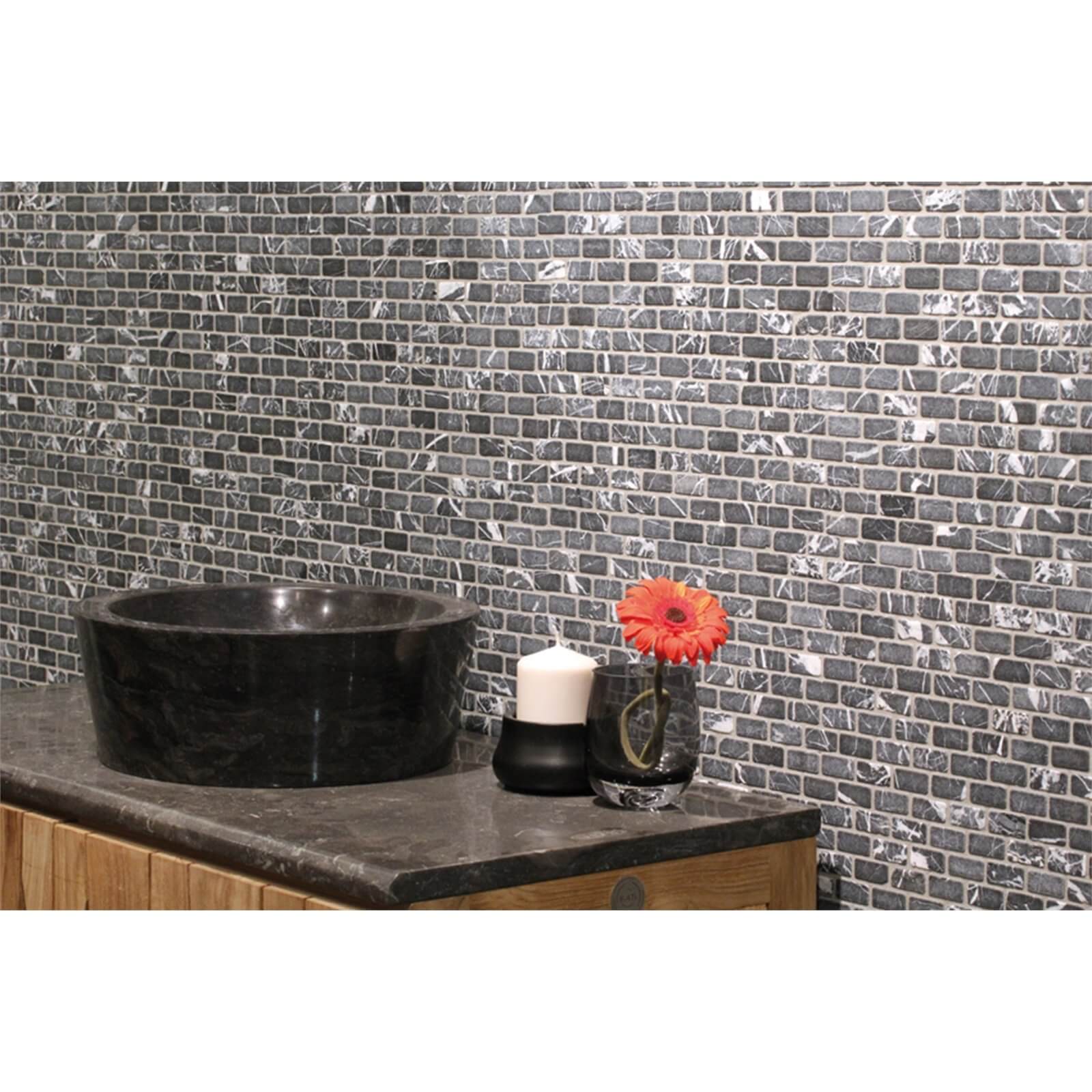 Photo of Hom Grey Brick Mosaic Tile - 305 X 305mm