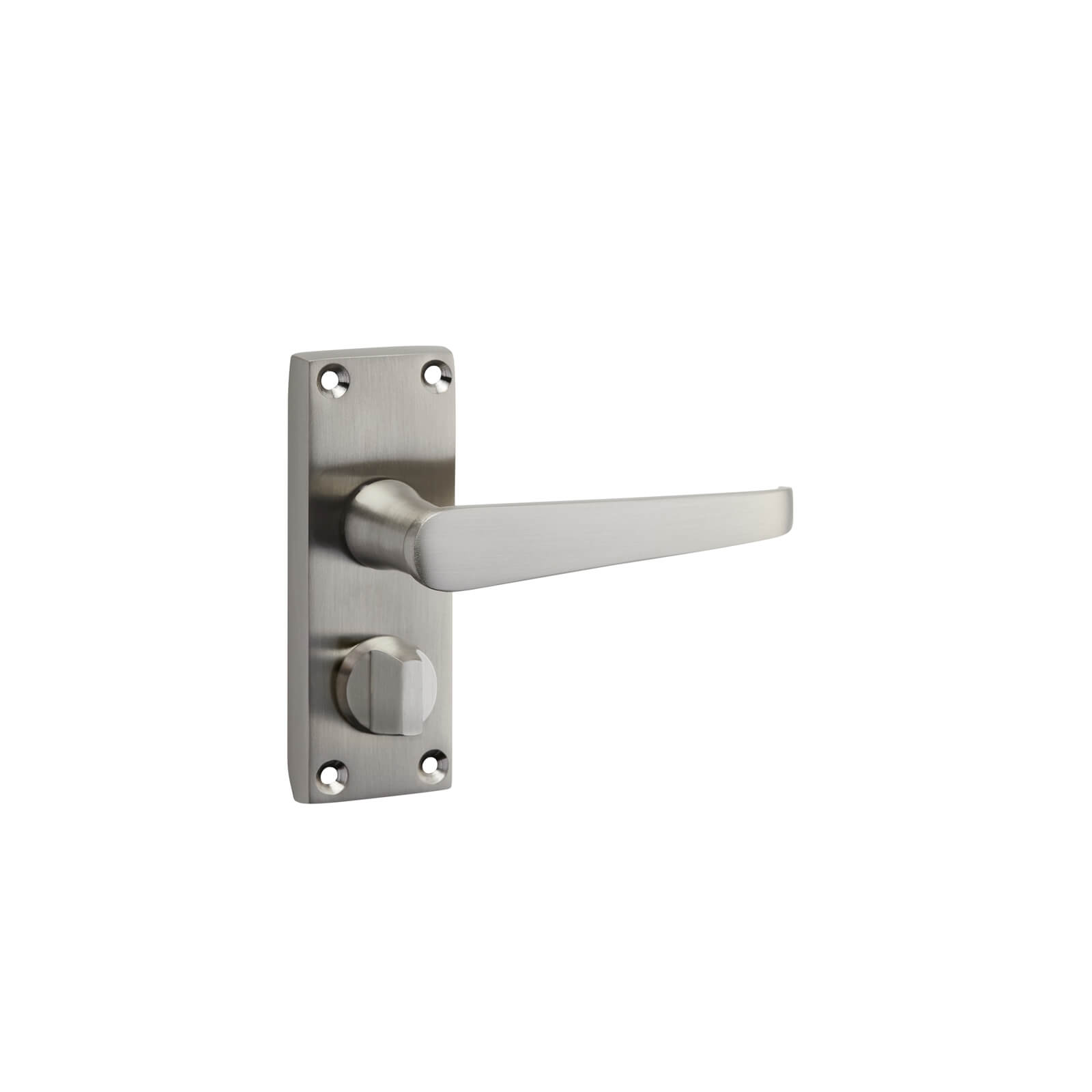 Photo of Homebuild Victorian Straight Short Backplate Privacy Lever Set - Brushed Nickel