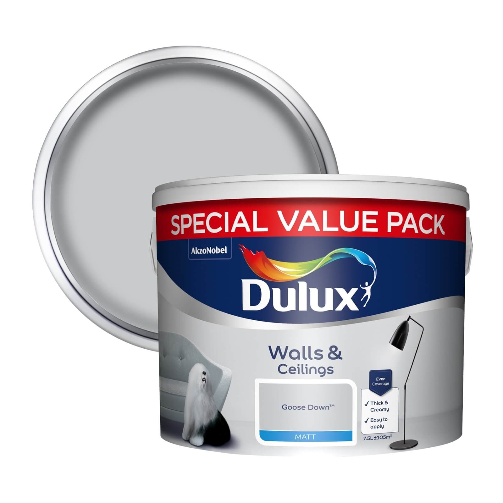 Dulux Walls & Ceilings Matt Emulsion Paint Goose Down - 7.5L