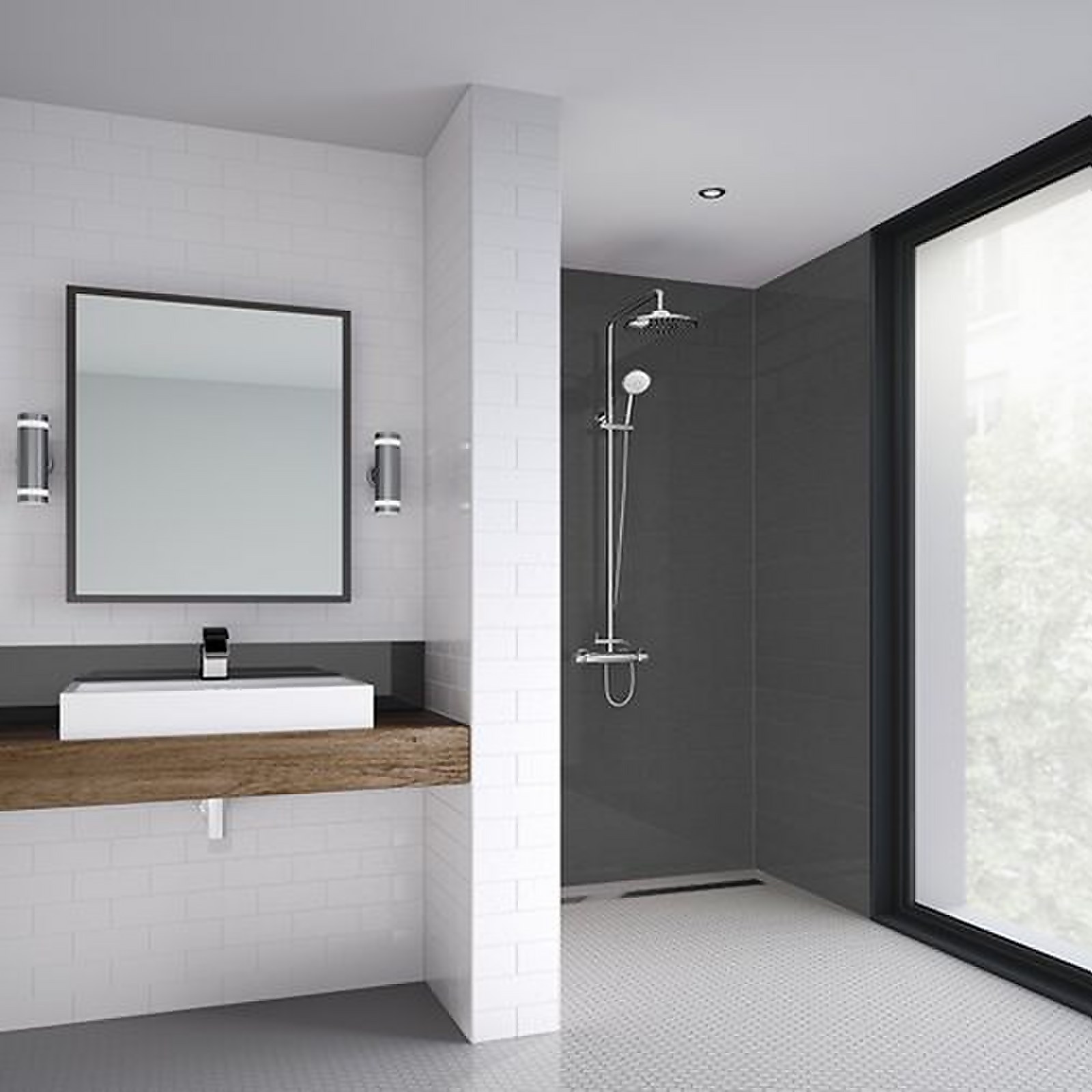 Photo of Wetwall Brushed Black - 1220mm - Shower Panel - Composite