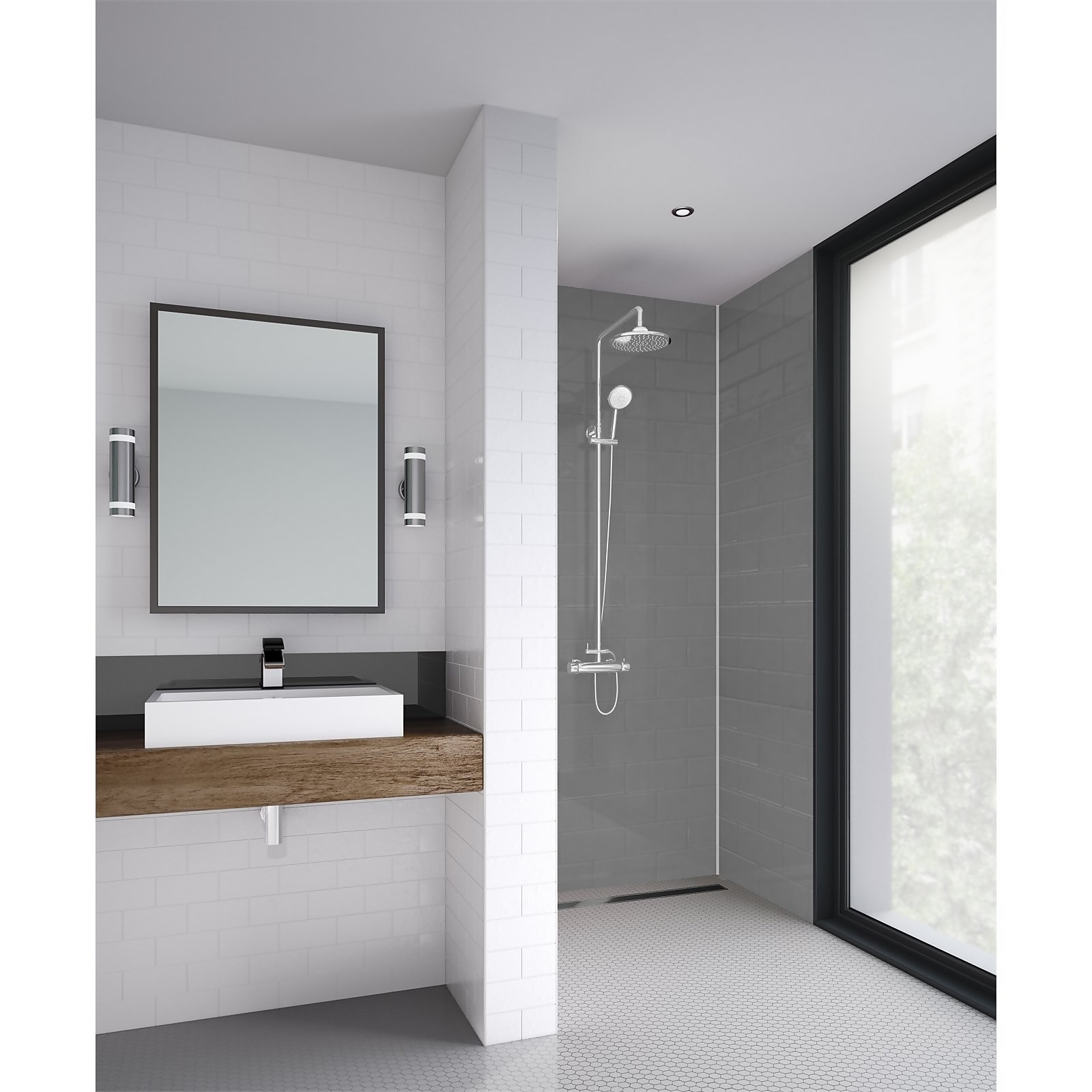 Photo of Wetwall Grey 3 Sided Shower Kit - Composite