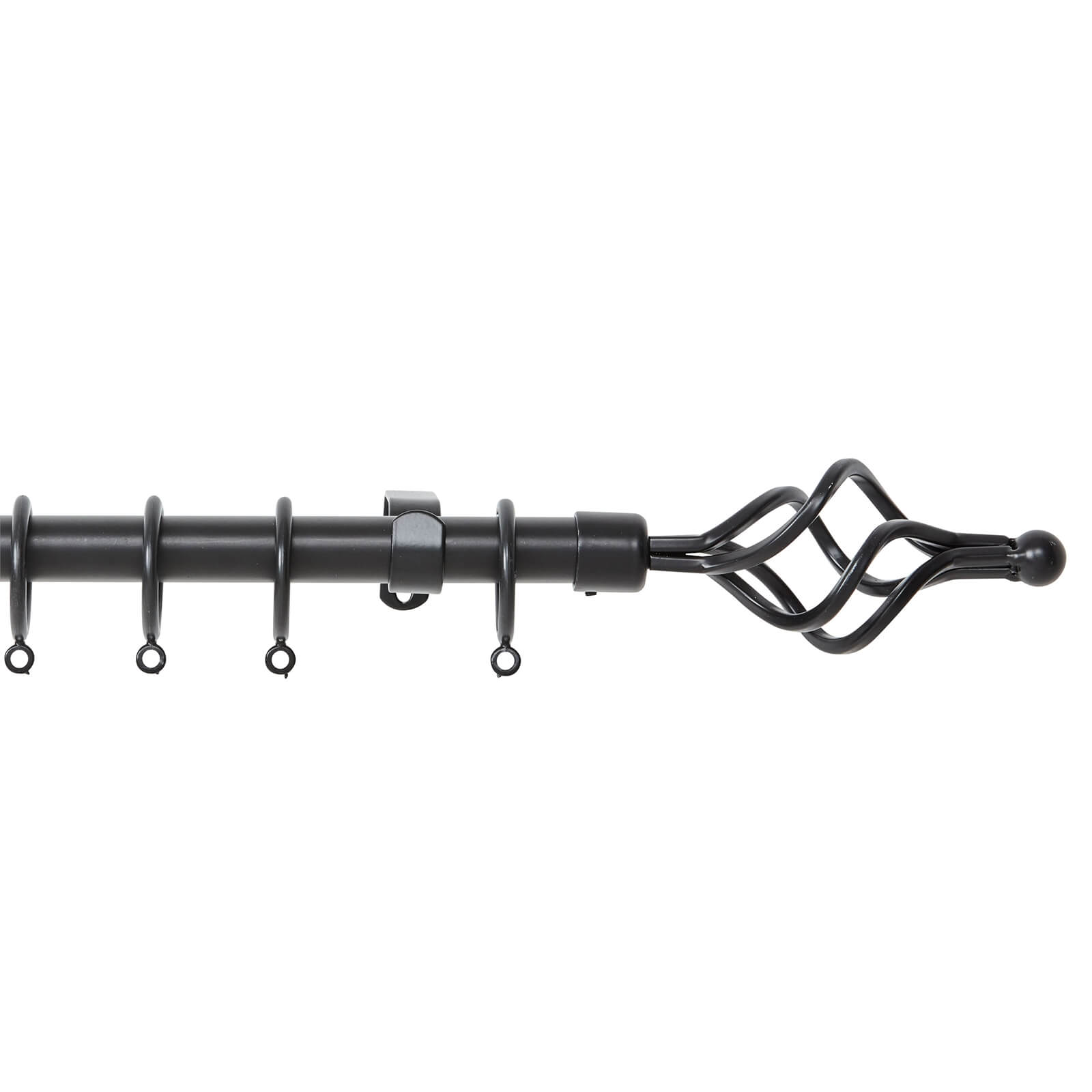 Photo of Extendable Cage Finial Curtain Pole - Black - 1.7-3m -16/19mm-