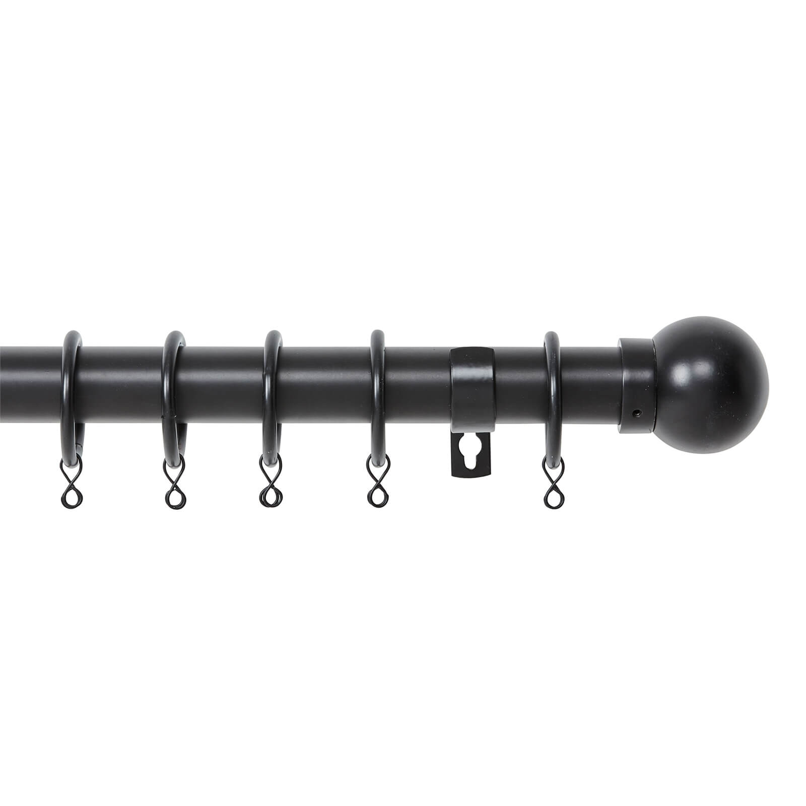 Photo of Extendable Ball Finial Curtain Pole - Black - 1.2-2.1m -25/28mm-