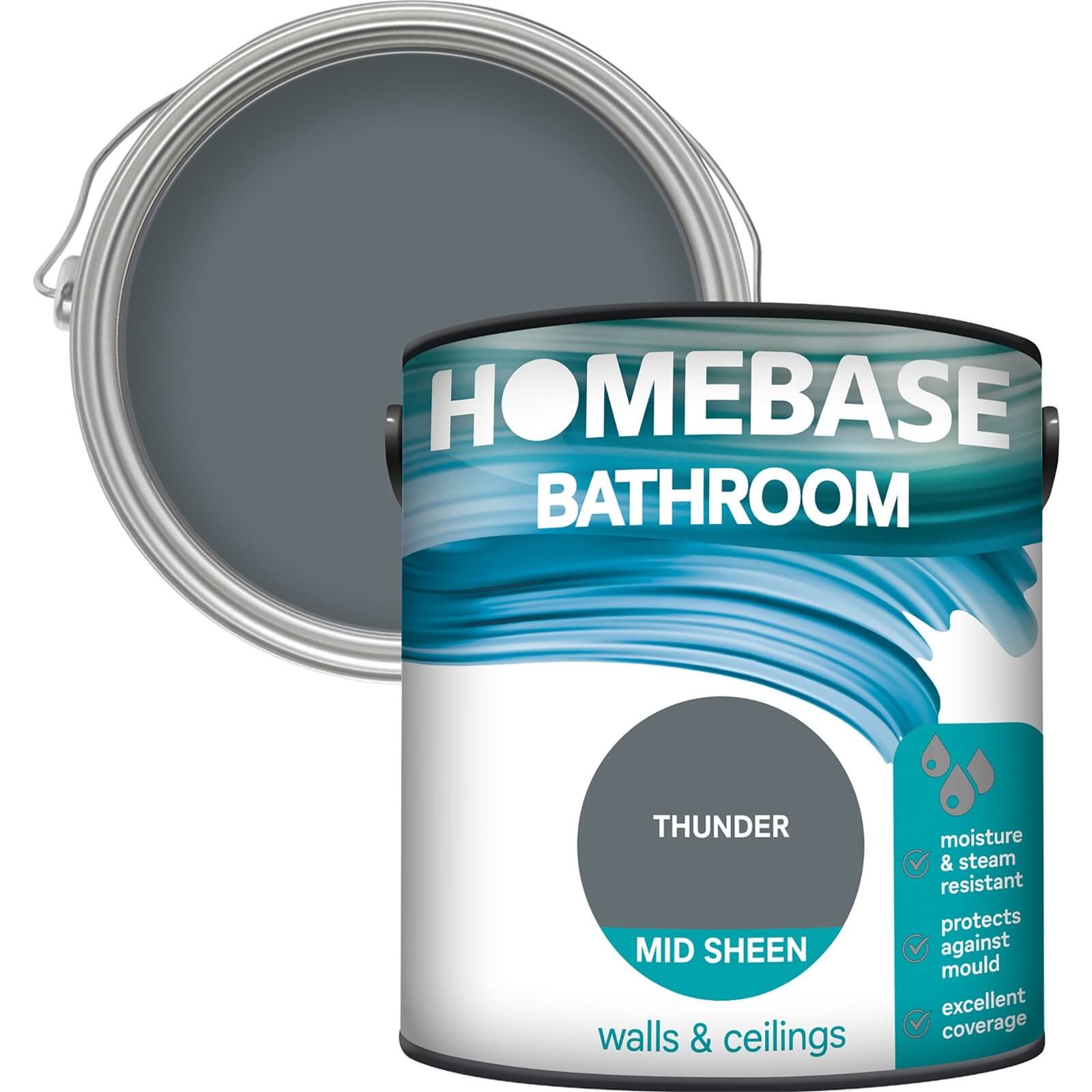 Photo of Homebase Bathroom Mid Sheen Paint - Thunder 2.5l