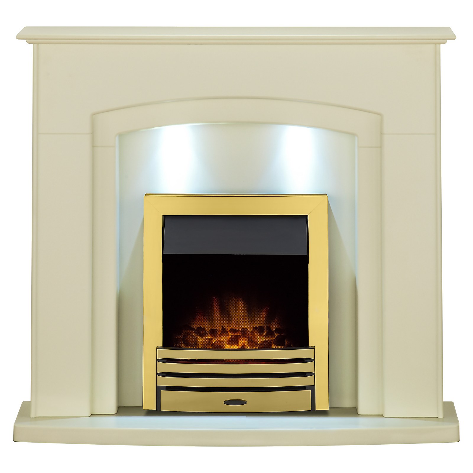 Photo of Adam Falmouth In Cream With Downlights & Eclipse Electric Fire In Brass