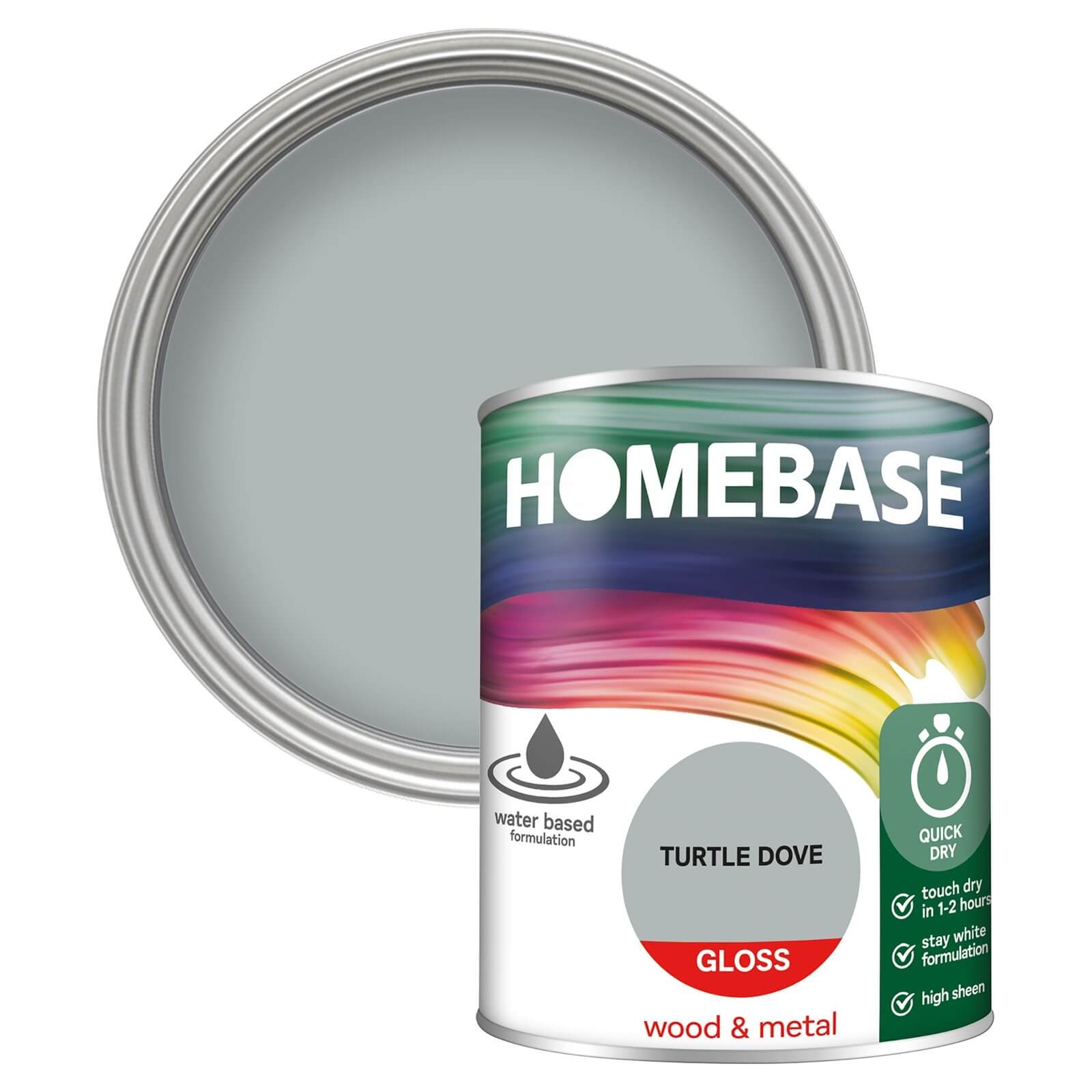 Homebase Interior Quick Dry Gloss Paint Turtle Dove - 750ml