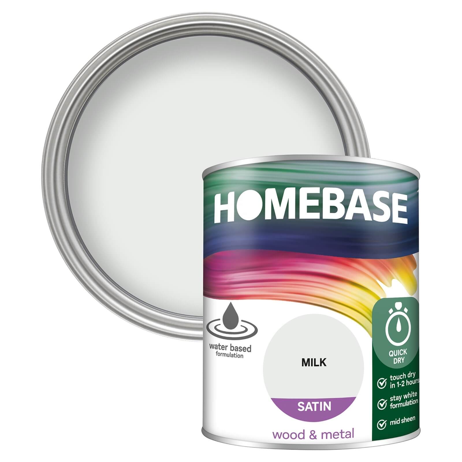 Photo of Homebase Interior Quick Dry Satin Paint - Milk 750ml