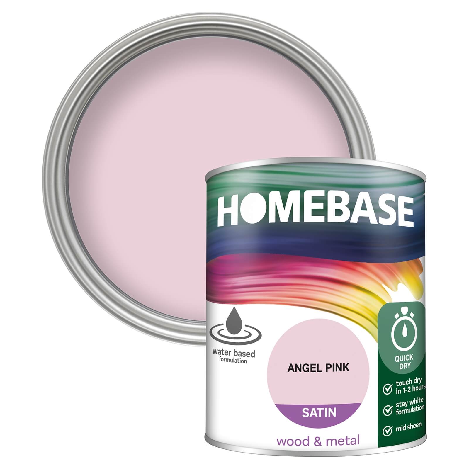 Photo of Homebase Interior Quick Dry Satin Paint - Angel Pink 750ml