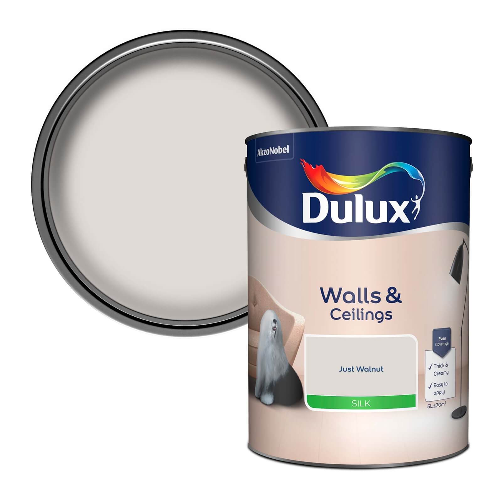 Dulux Silk Emulsion Paint  Just Walnut - 5L