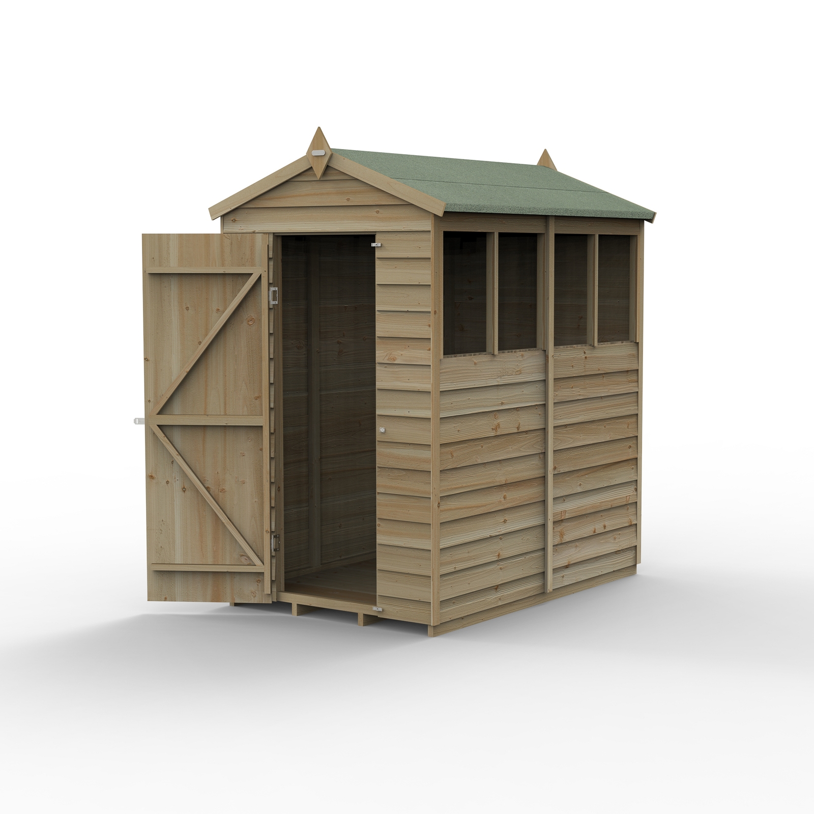 Forest Garden 4LIFE Apex Shed 4 x 6ft - Single Door 4 Window (Home Delivery)