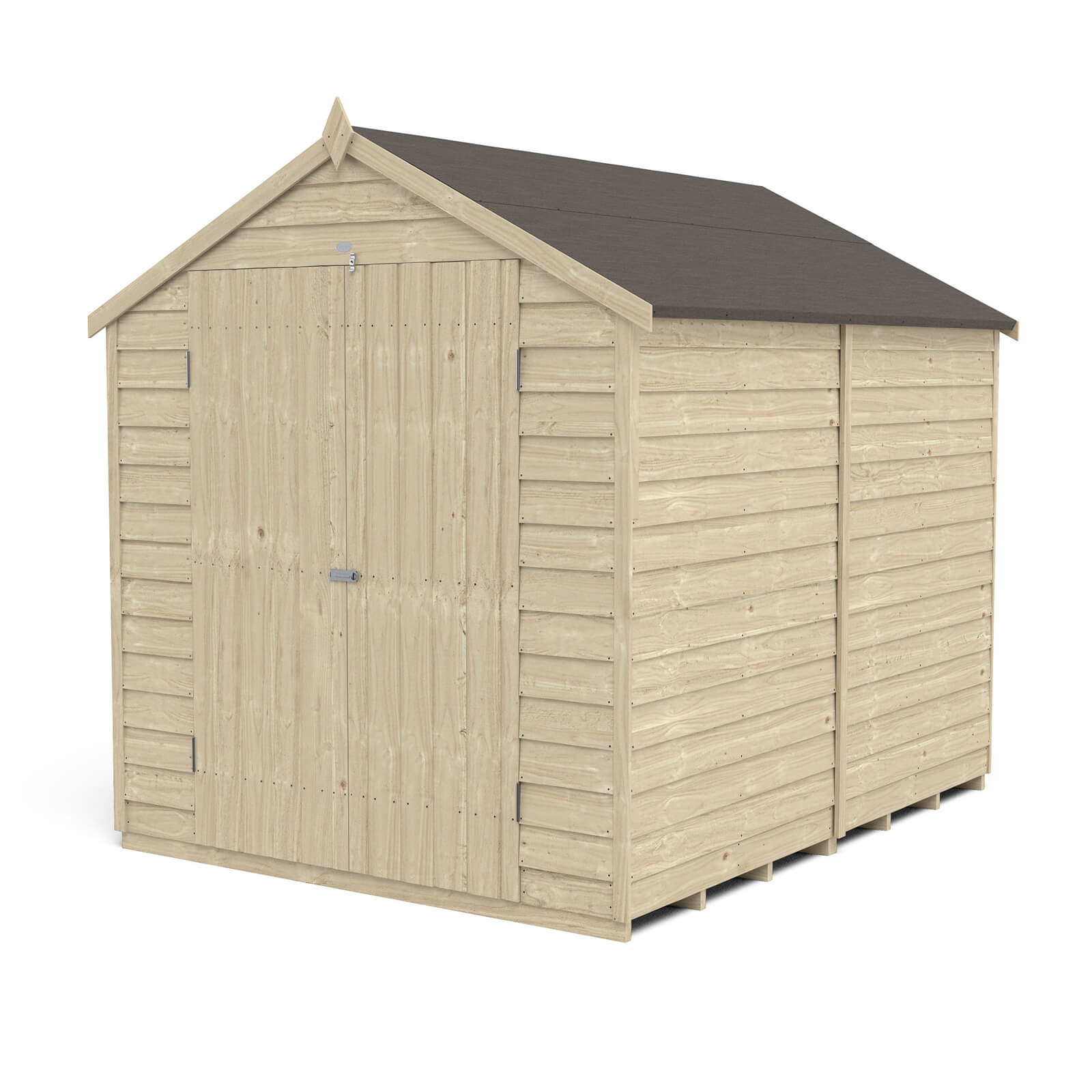 Forest 8 x 6ft Overlap Pressure Treated Apex Shed - Double Door No Windows - incl. Installation
