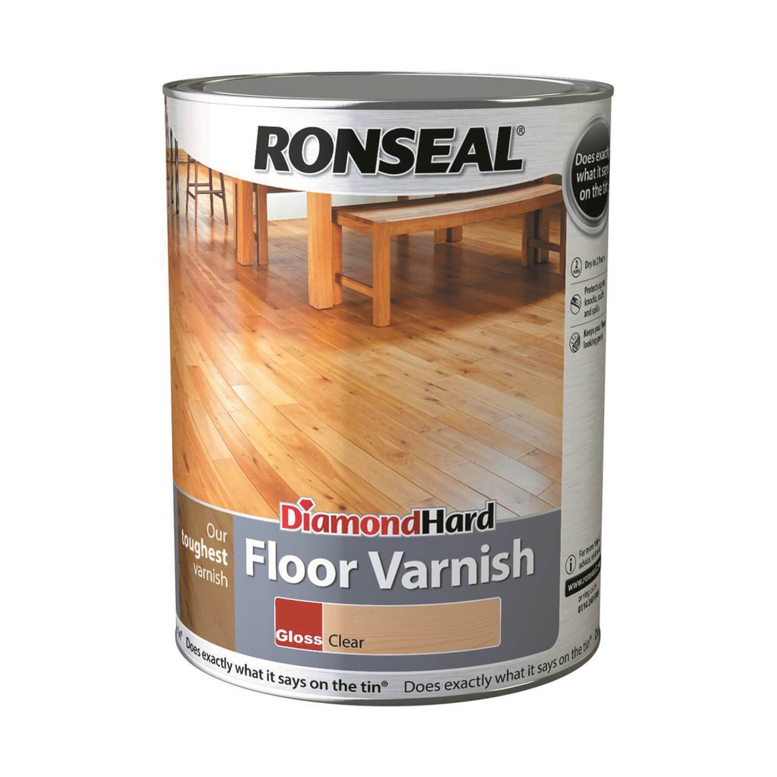 Photo of Ronseal Diamond Hard Floor Varnish - Clear Gloss 5l