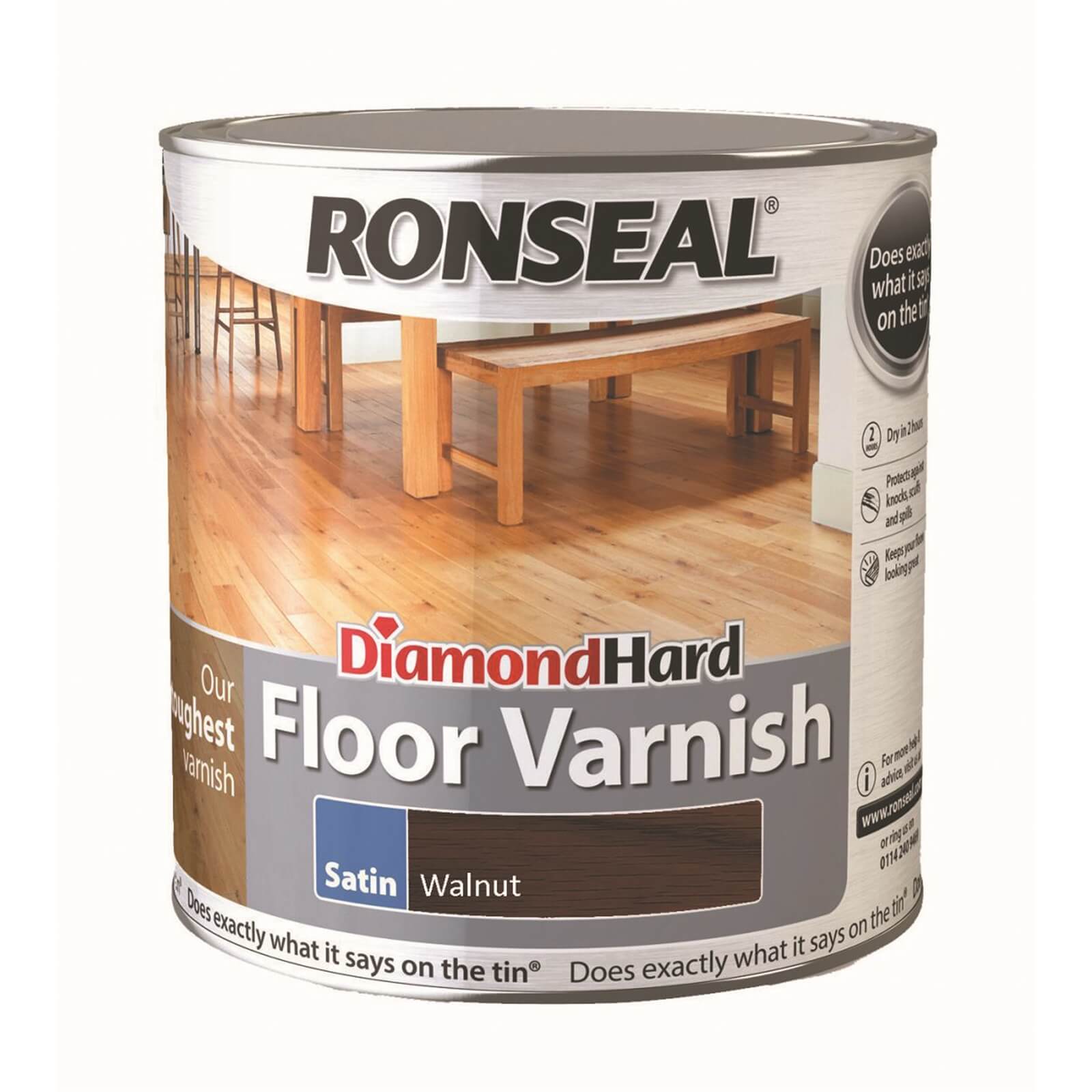 Photo of Ronseal Diamond Hard Floor Varnish - Walnut 2.5l