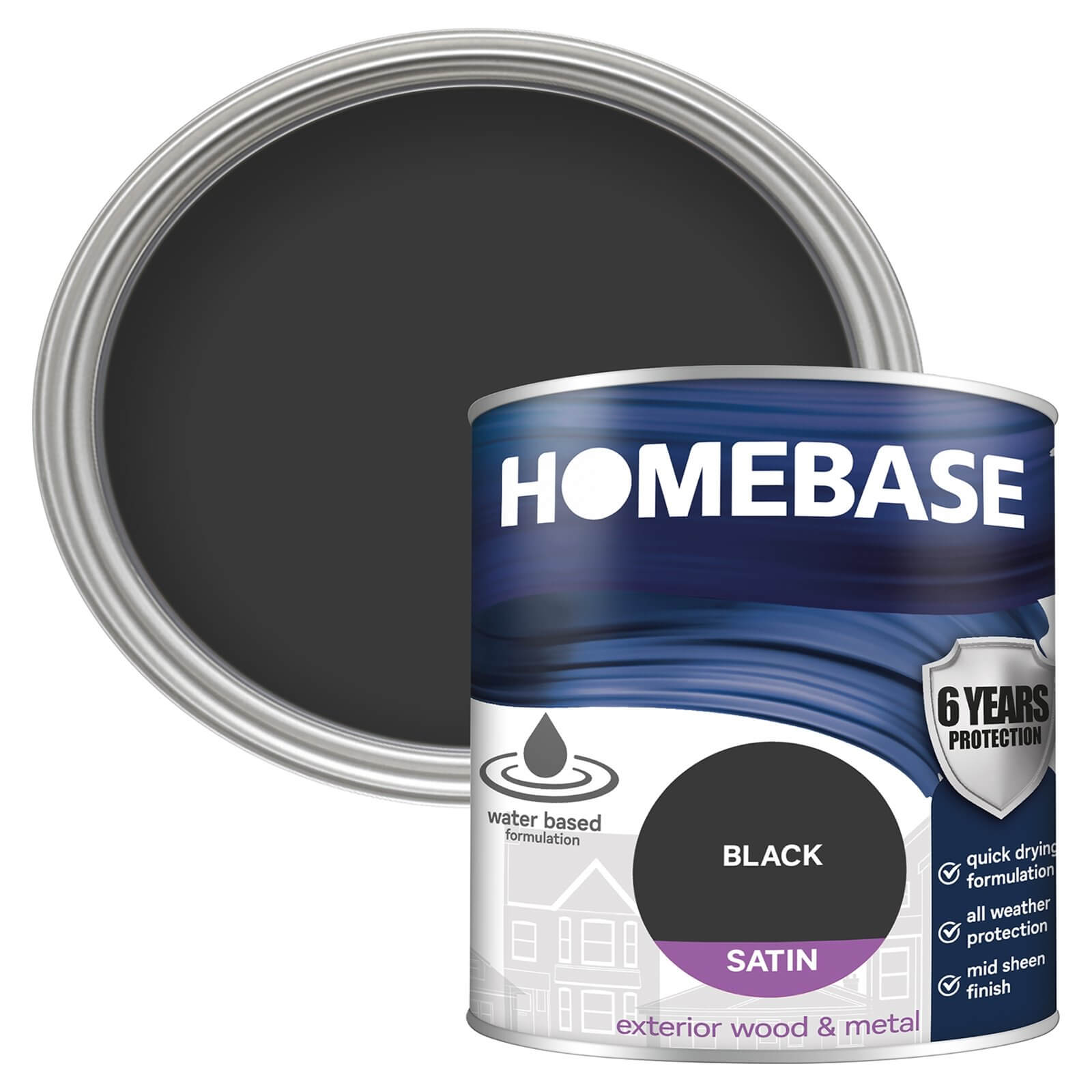 Photo of Homebase Exterior Satin Paint - Black 750ml