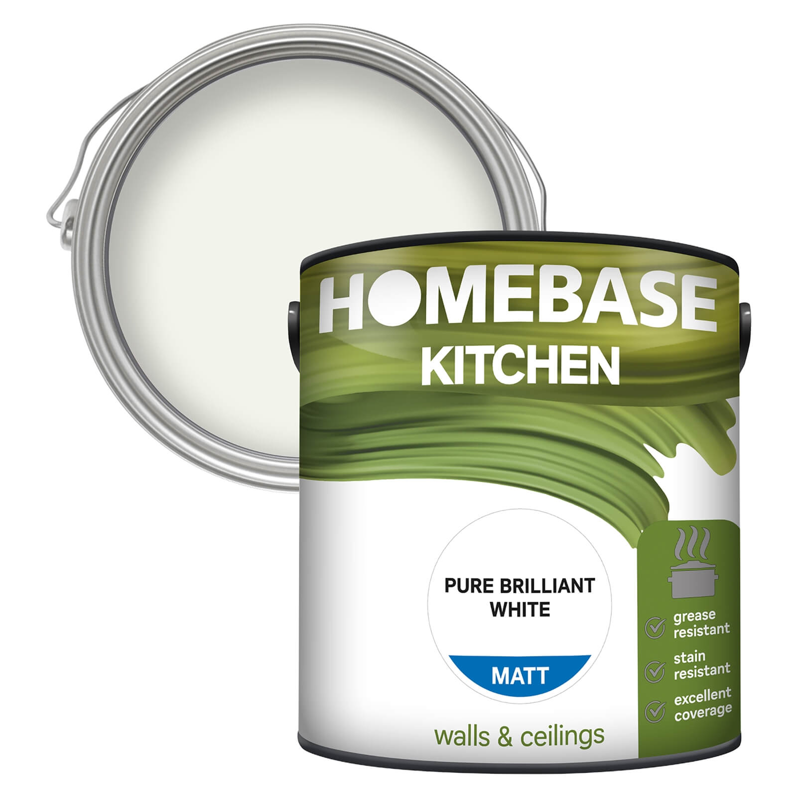 Photo of Homebase Kitchen Matt Paint - Pure Brilliant White 2.5l