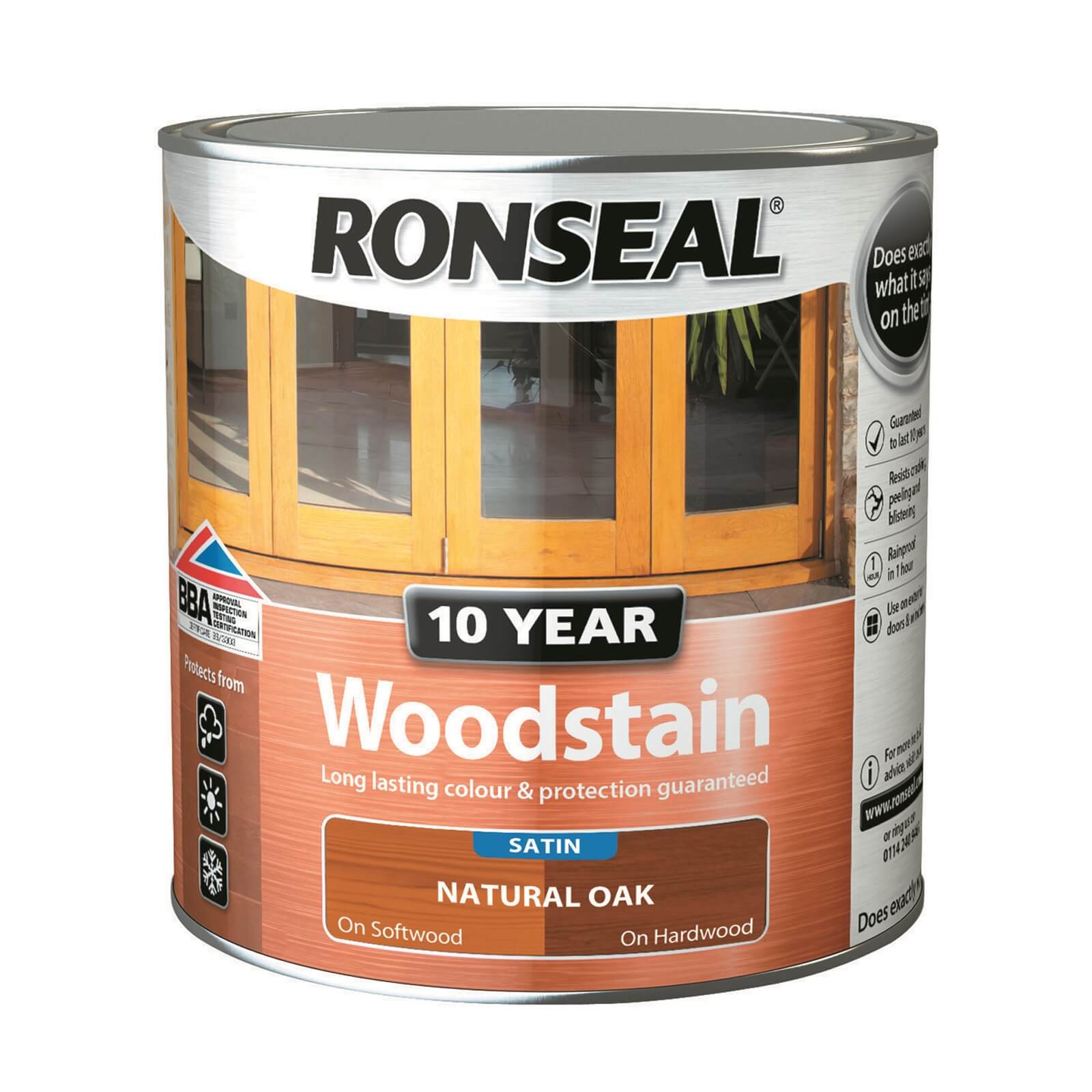 Ronseal 10 Year Woodstain Natural Oak Satin 2.5L