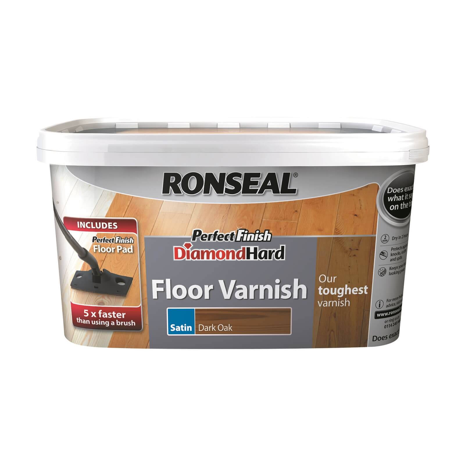 Photo of Ronseal Perfect Finish Diamond Hard Floor Varnish - Dark Oak Satin 2.5l