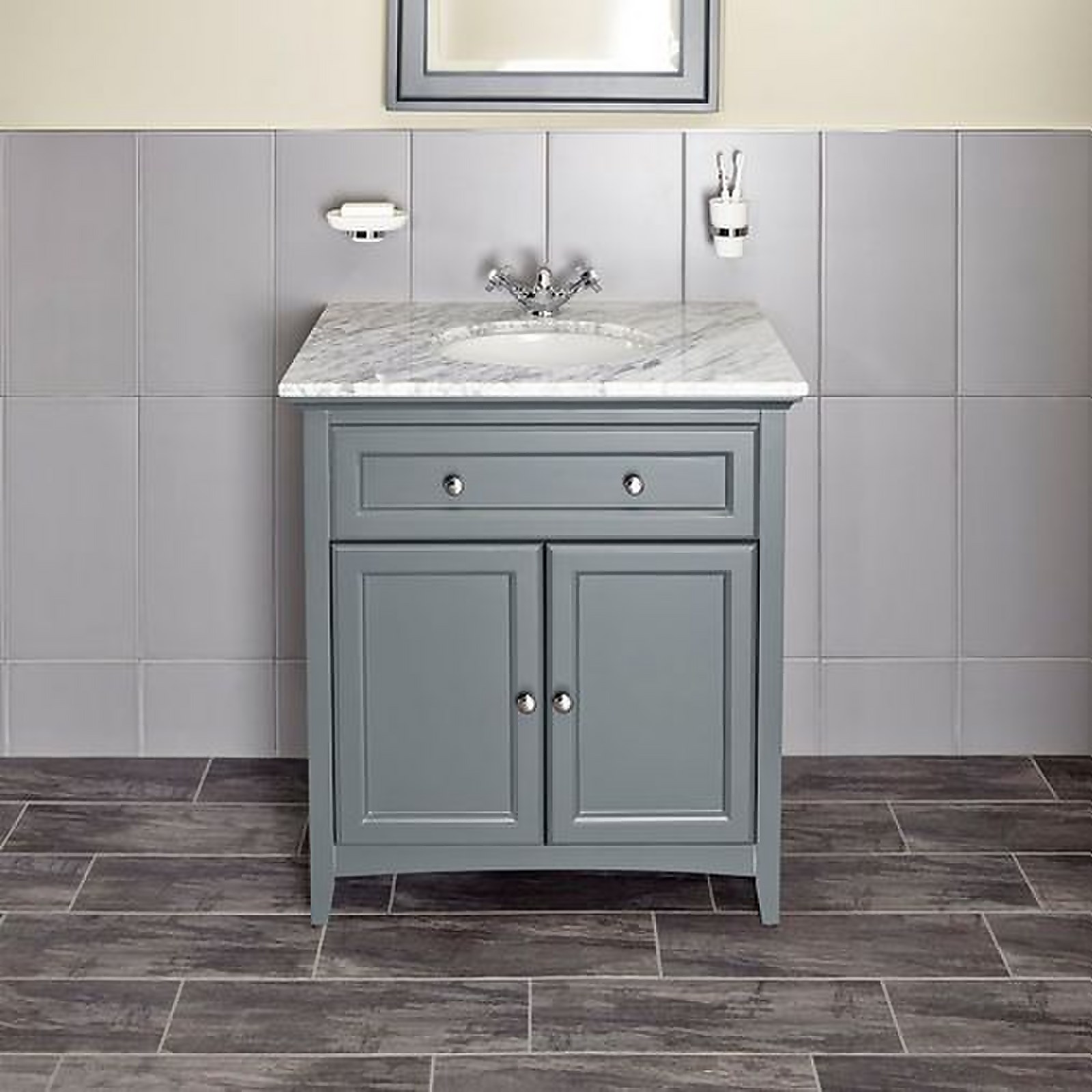 Photo of Bathstore Savoy 790mm Marble Top Floorstanding Vanity Unit - Charcoal Grey