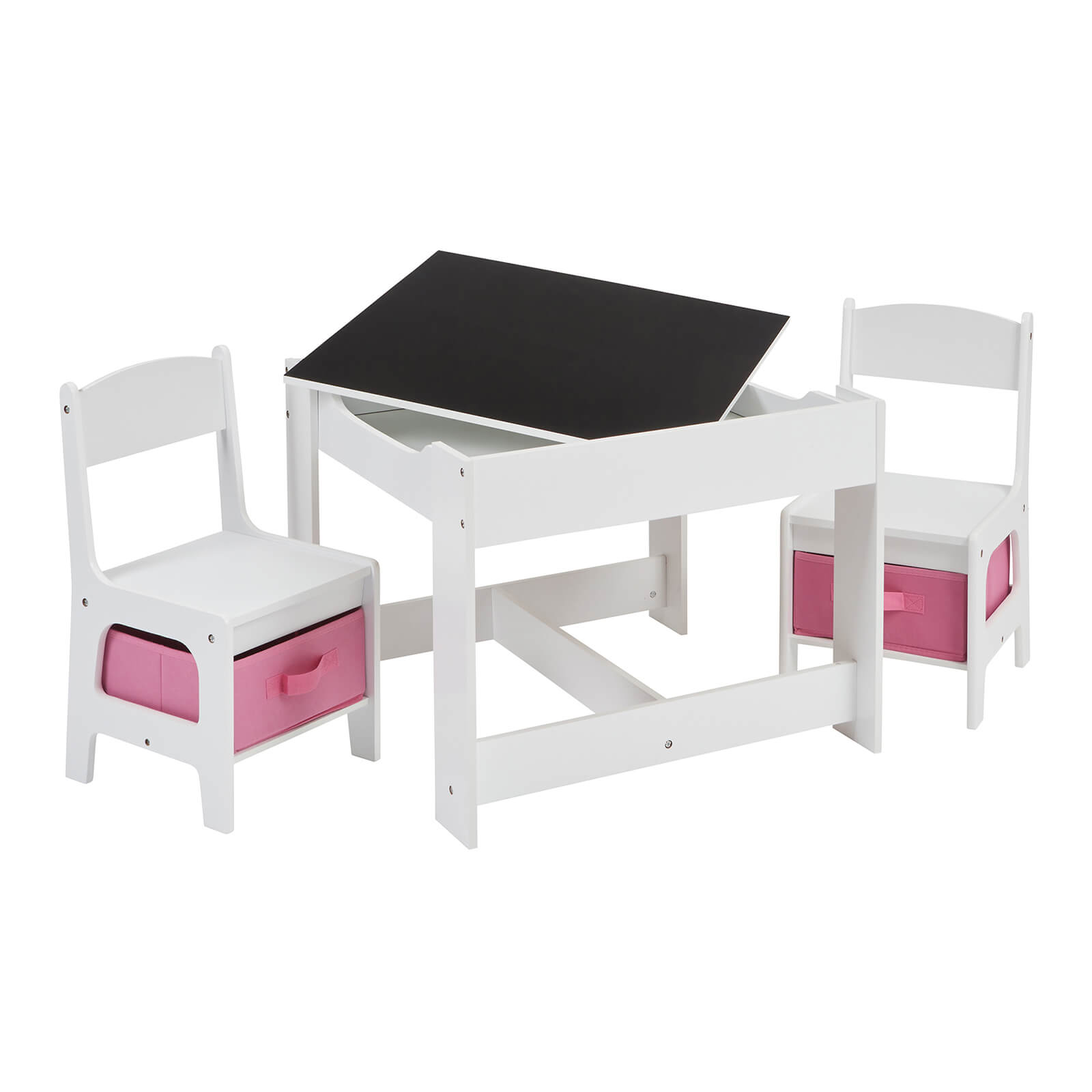 Photo of Table & Chair - White With Pink Bins