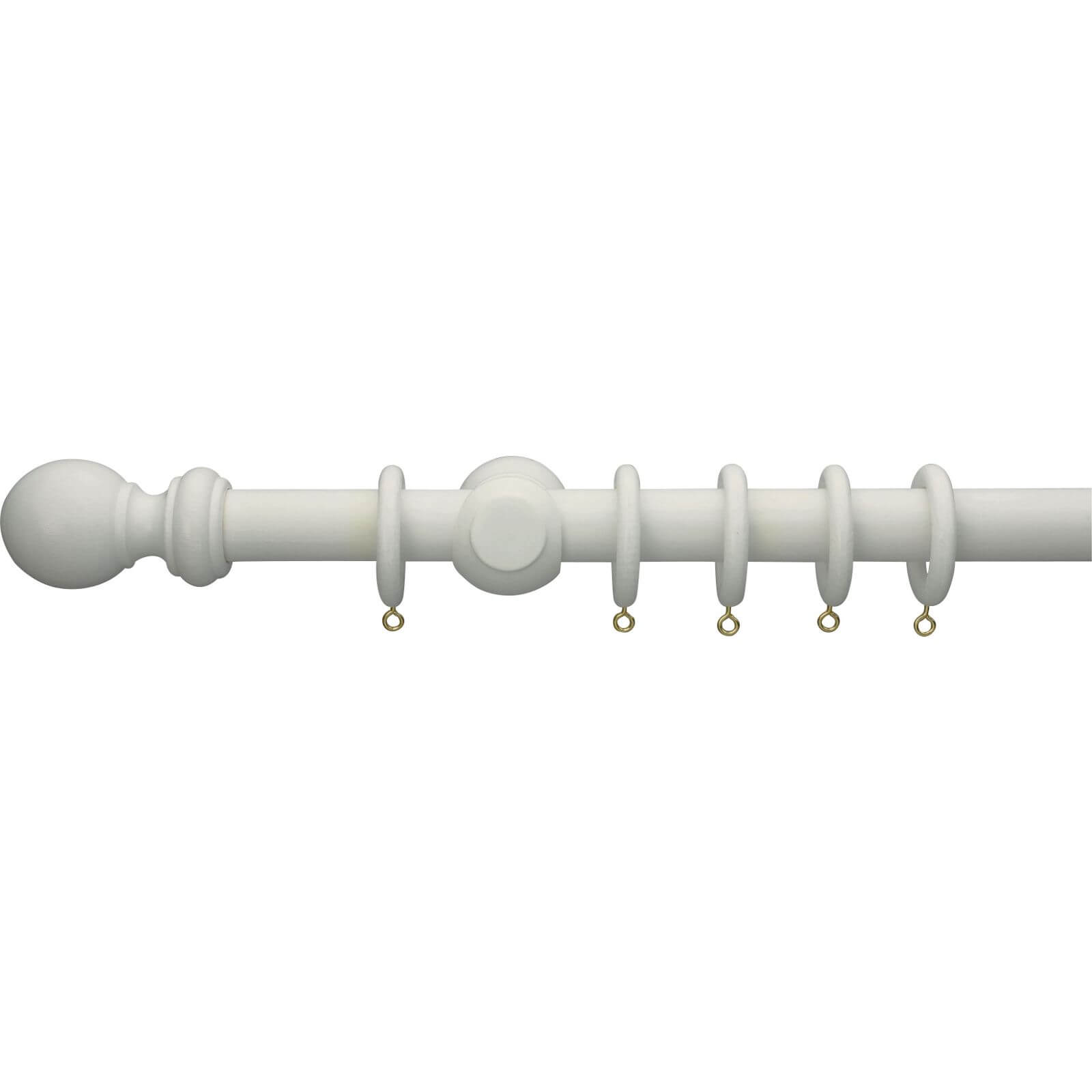 Photo of White Wooden Curtain Pole & Ball Finial - 2.4m