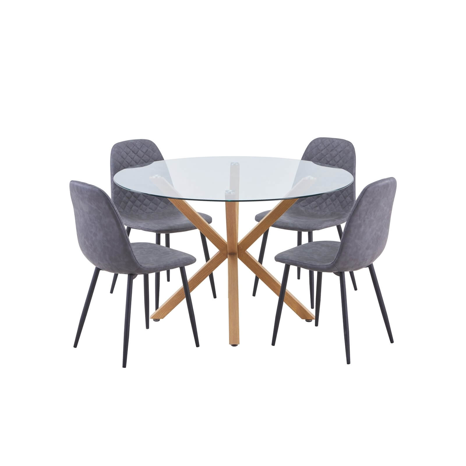 Ludlow Round Dining Table and 4 Perth Chairs - Grey