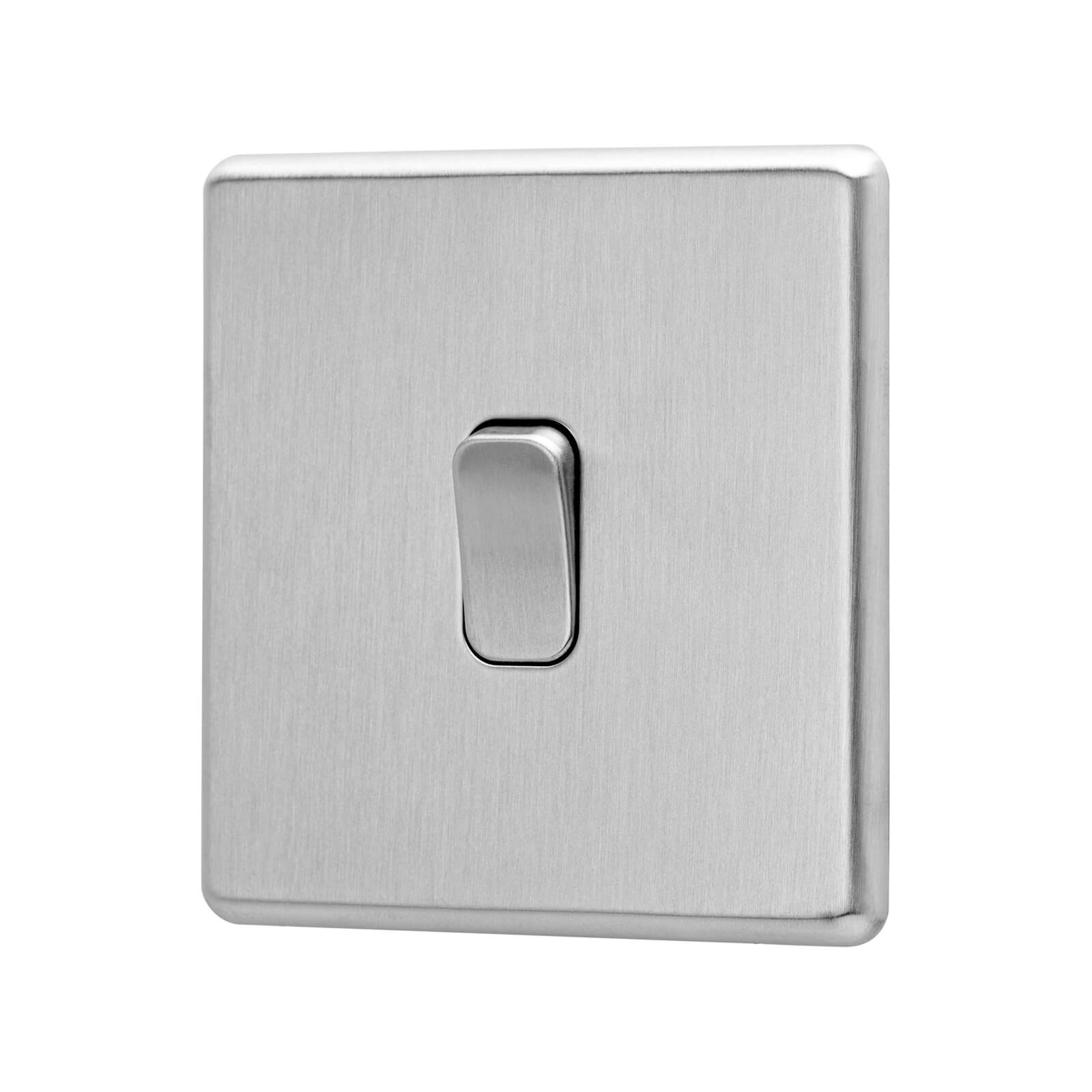 Photo of Arlec Fusion 10a 1gang 2way Stainless Steel Single Light Switch