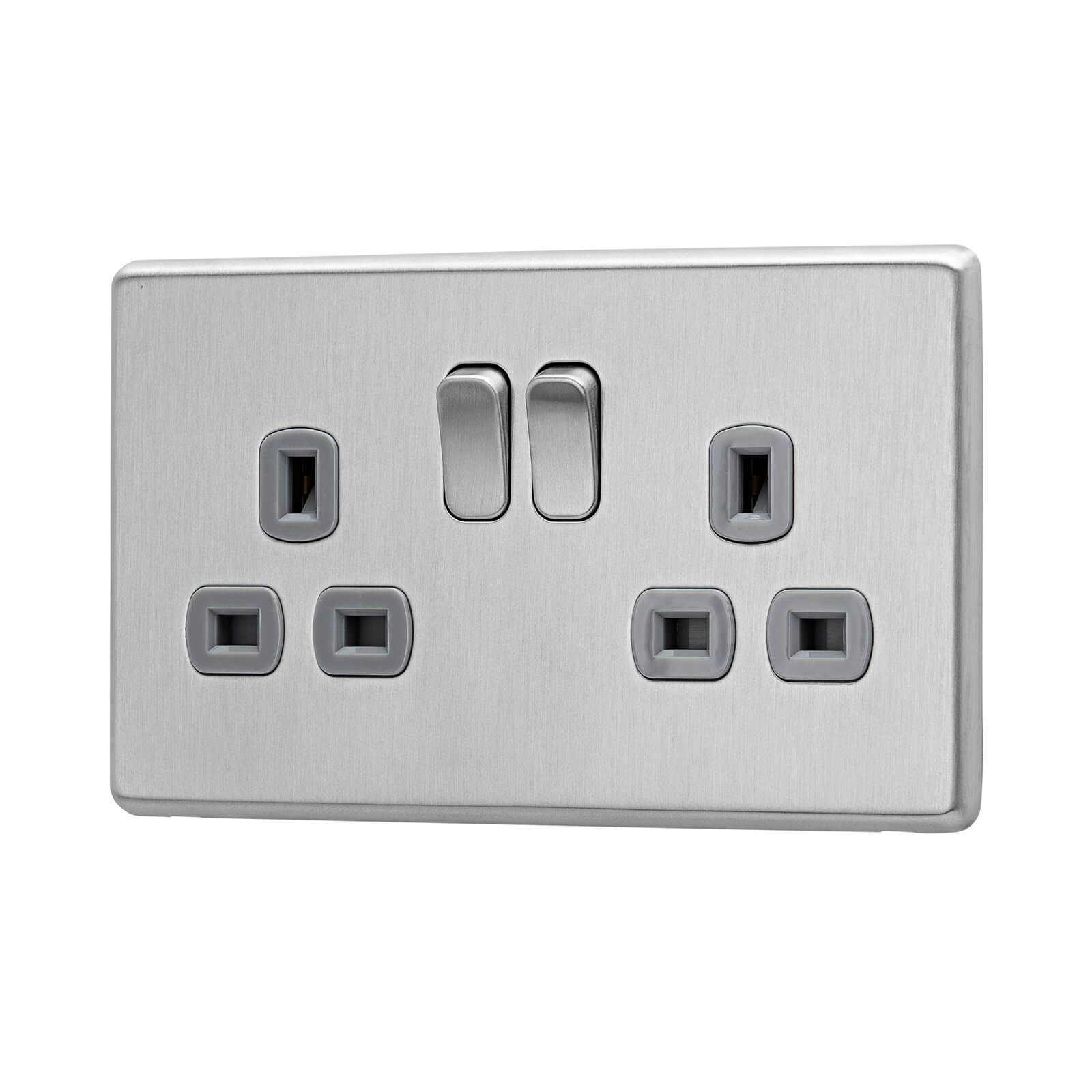 Photo of Arlec Fusion 13a 2 Gang Stainless Steel Double Switched Socket